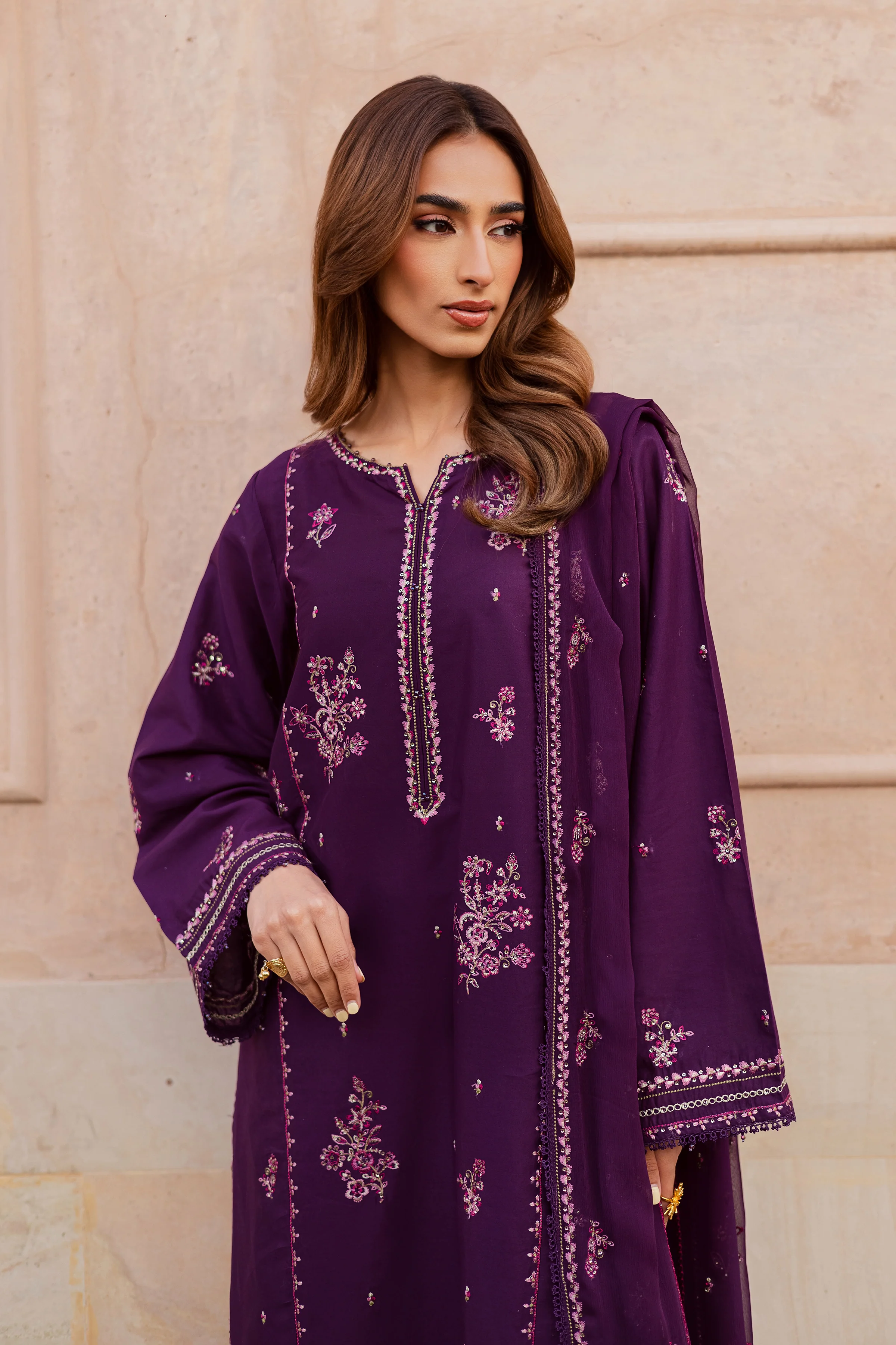 Mashayem 3Pc - Festive Embroidered Lawn - Image 8