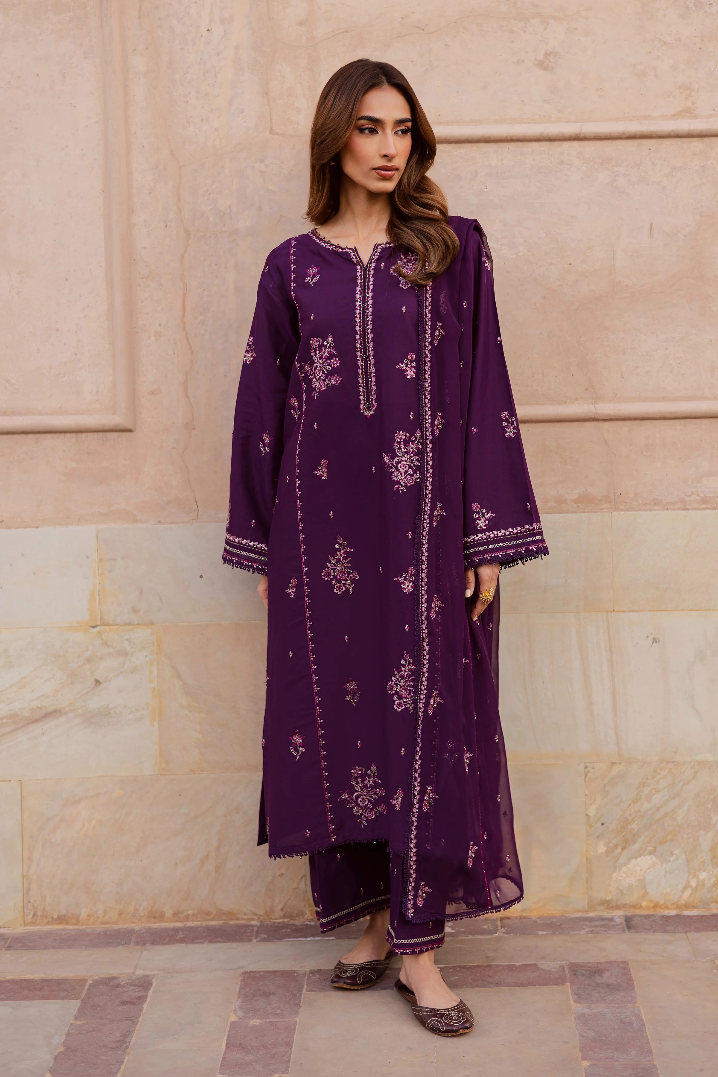 Mashayem 3Pc - Festive Embroidered Lawn - Image 9