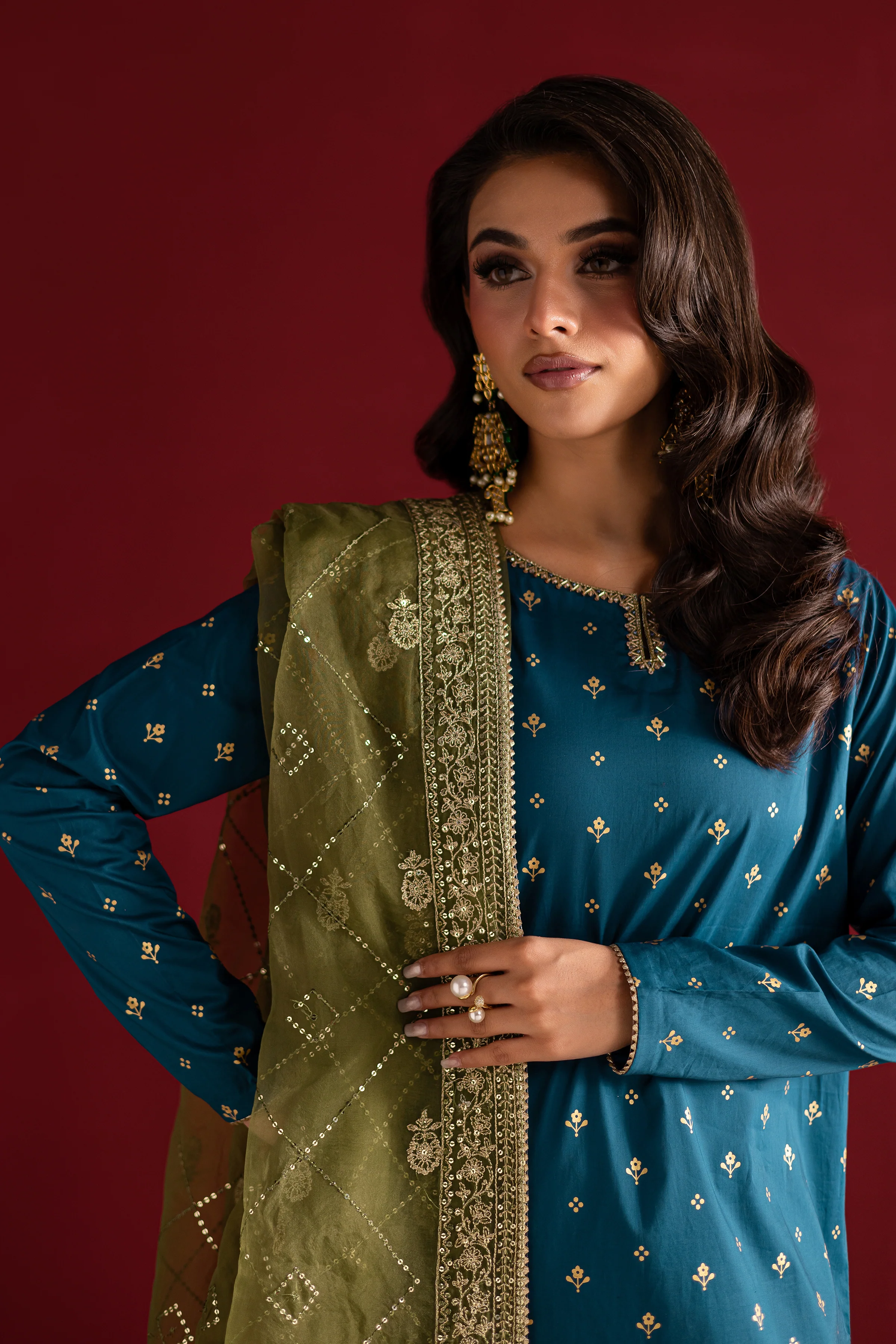 Mavi 3Pc- Festive Luxe Pret - Image 2