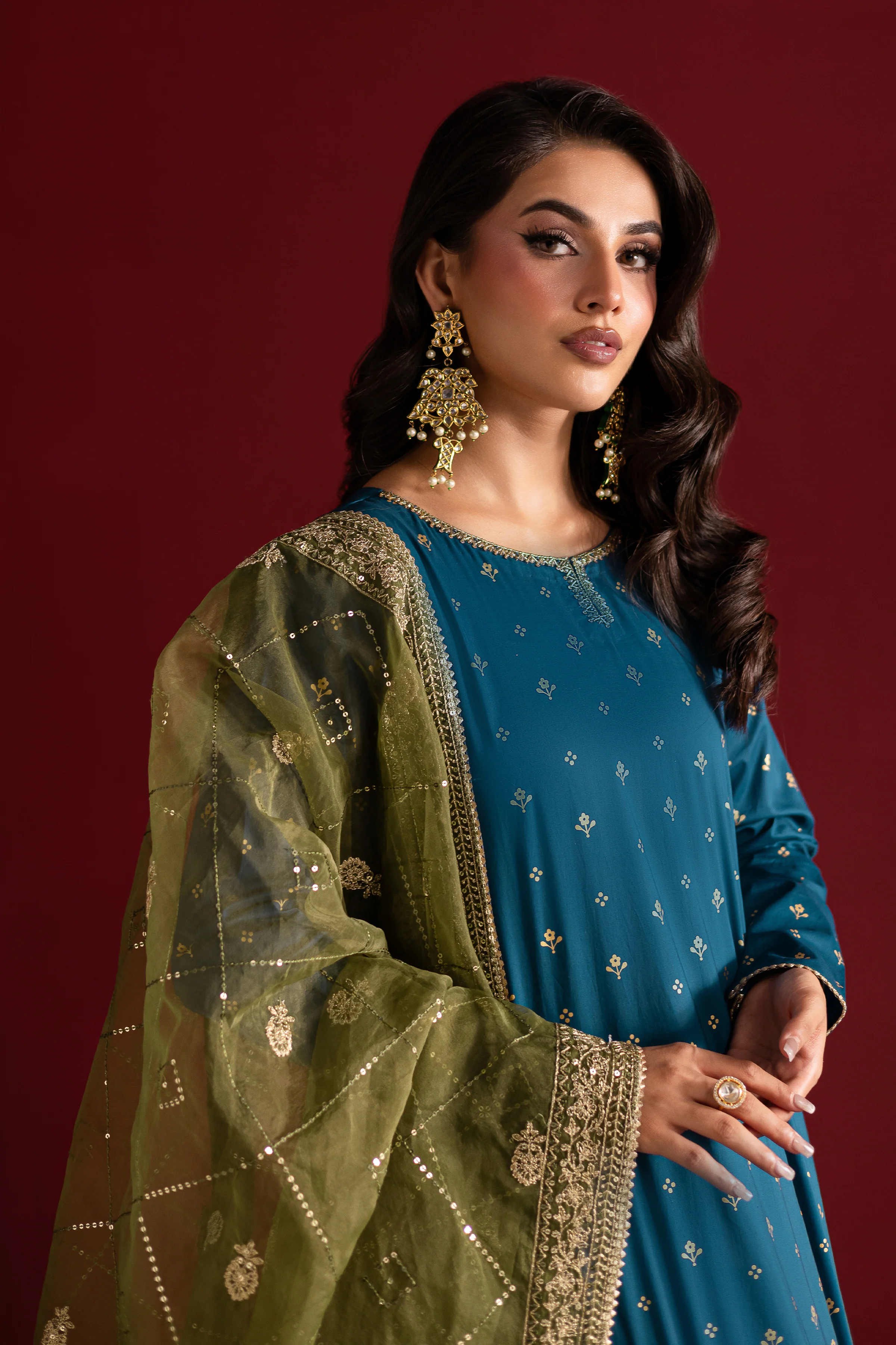 Mavi 3Pc- Festive Luxe Pret - Image 3