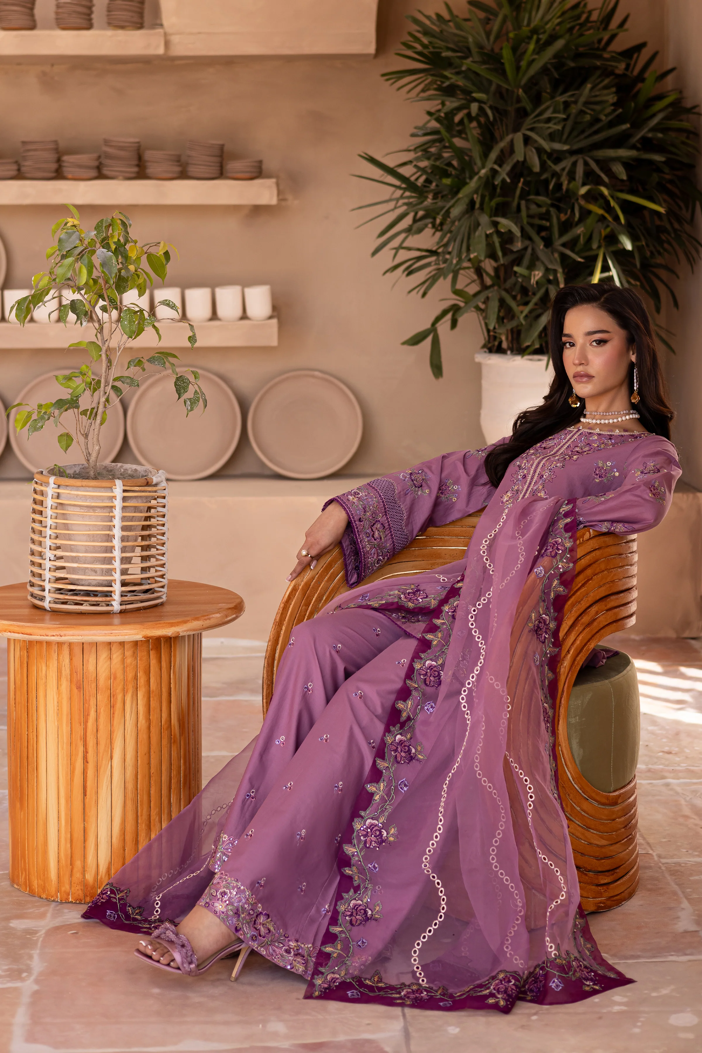 Meena 3Pc - Embroidered Luxe Pret - Image 4