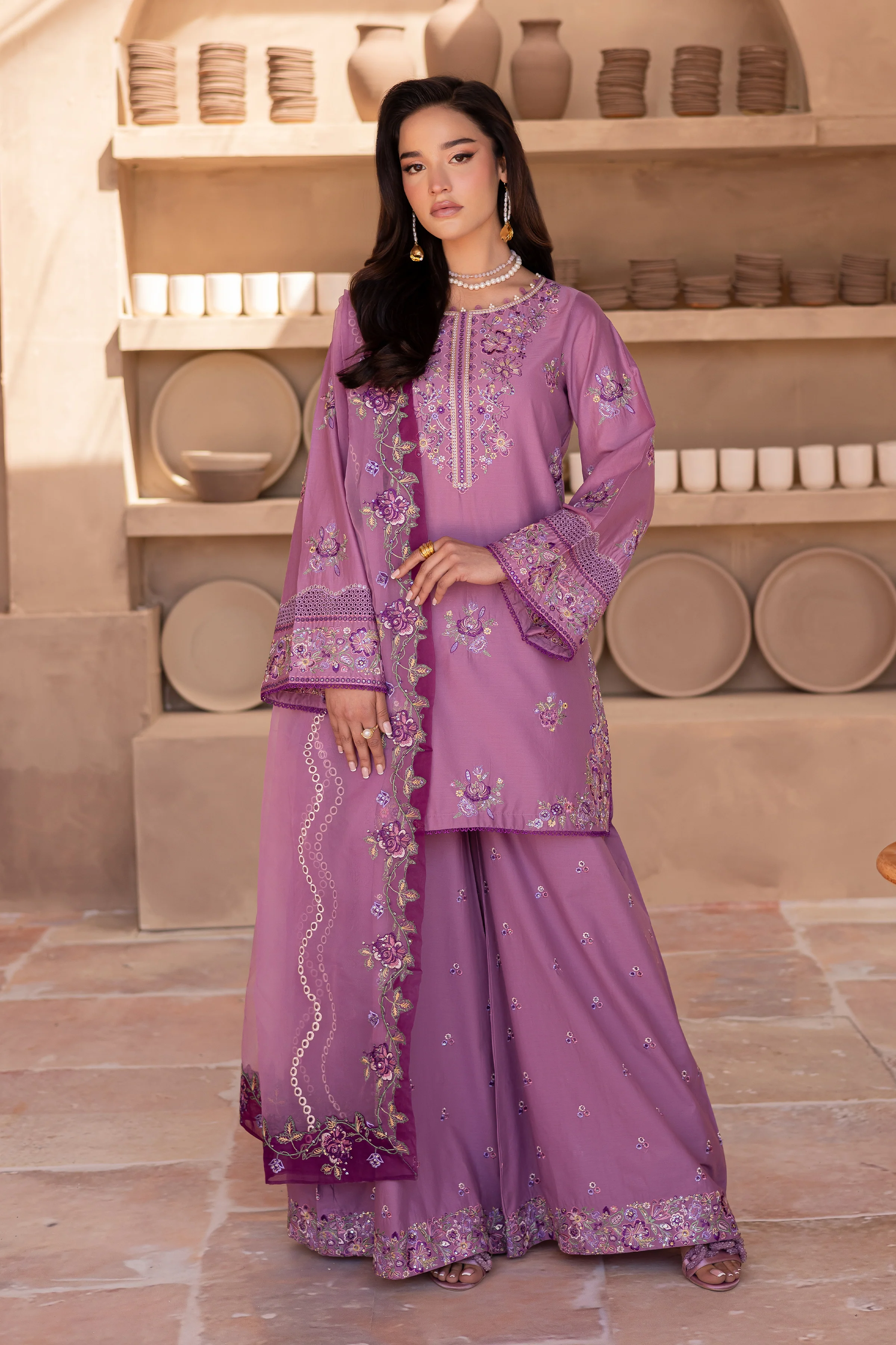 Meena 3Pc - Embroidered Luxe Pret - Image 5