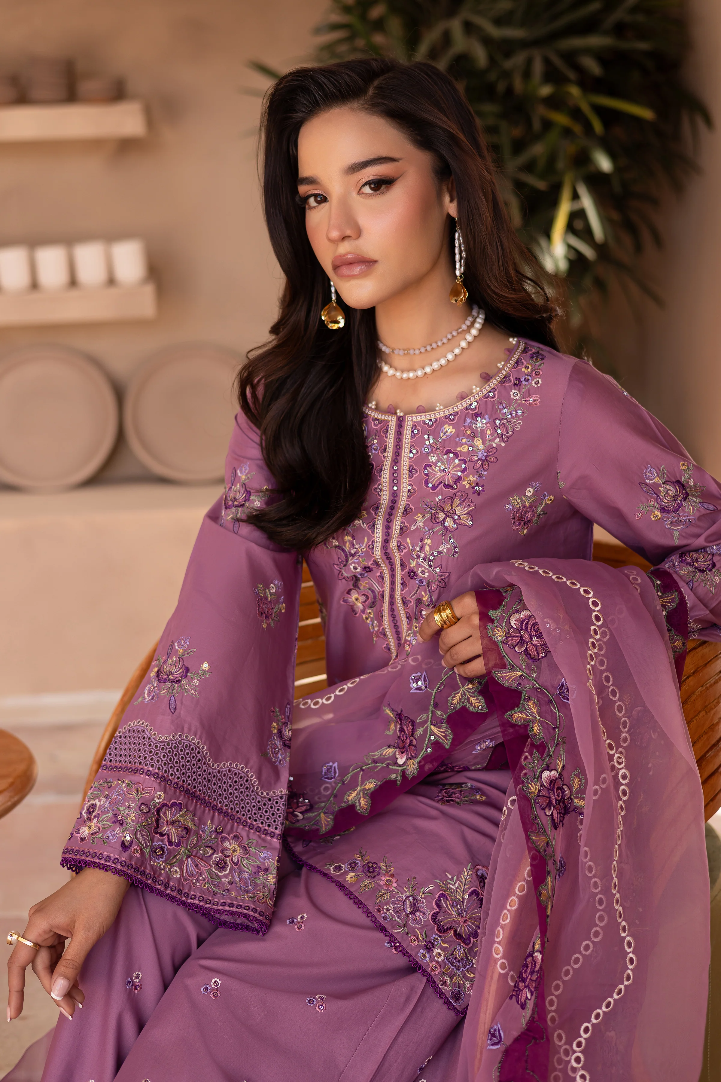 Meena 3Pc - Embroidered Luxe Pret - Image 6