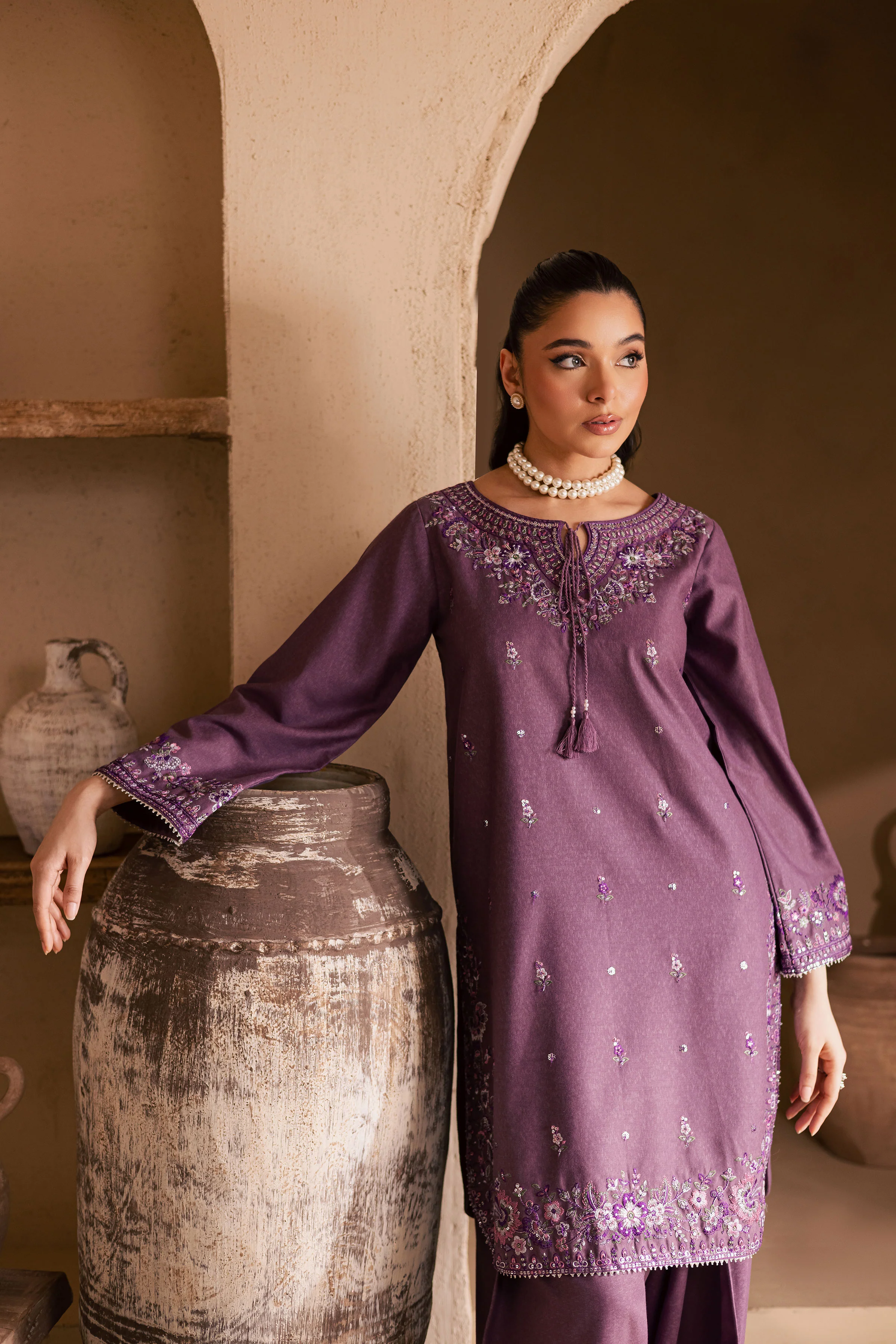 Meenah 2Pc - Embroidered Karandi Dress - Image 2