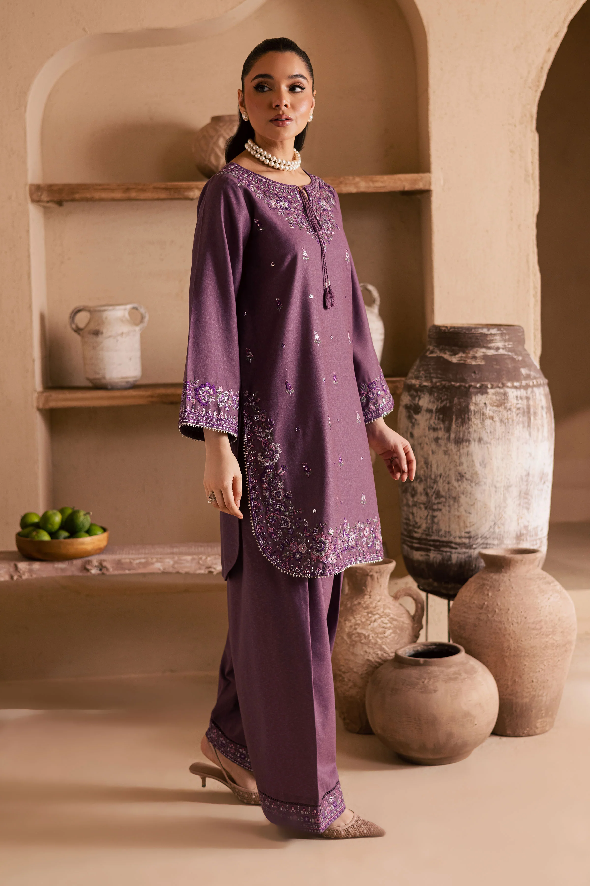 Meenah 2Pc - Embroidered Karandi Dress - Image 3
