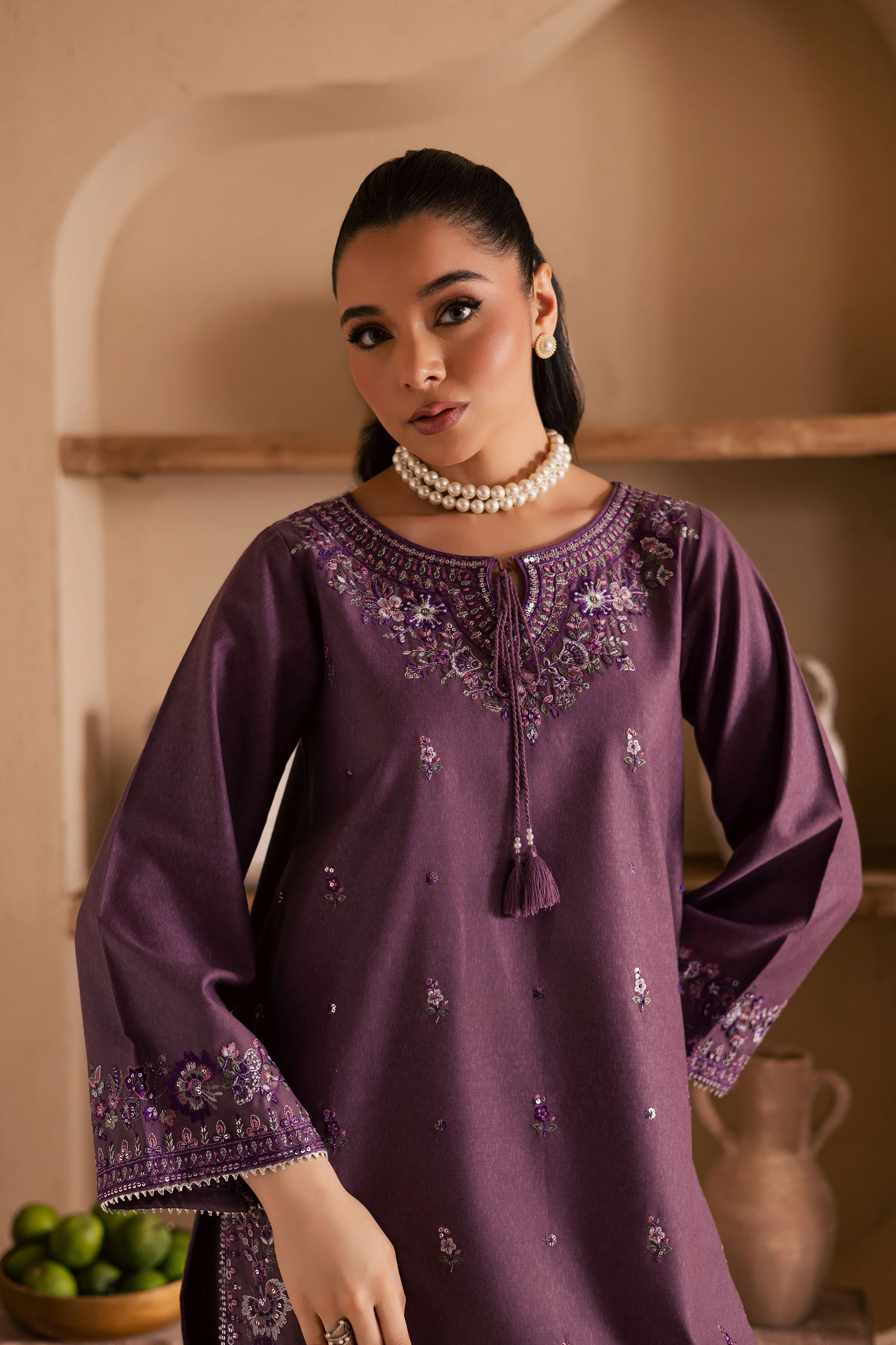 Meenah 2Pc - Embroidered Karandi Dress - Image 5