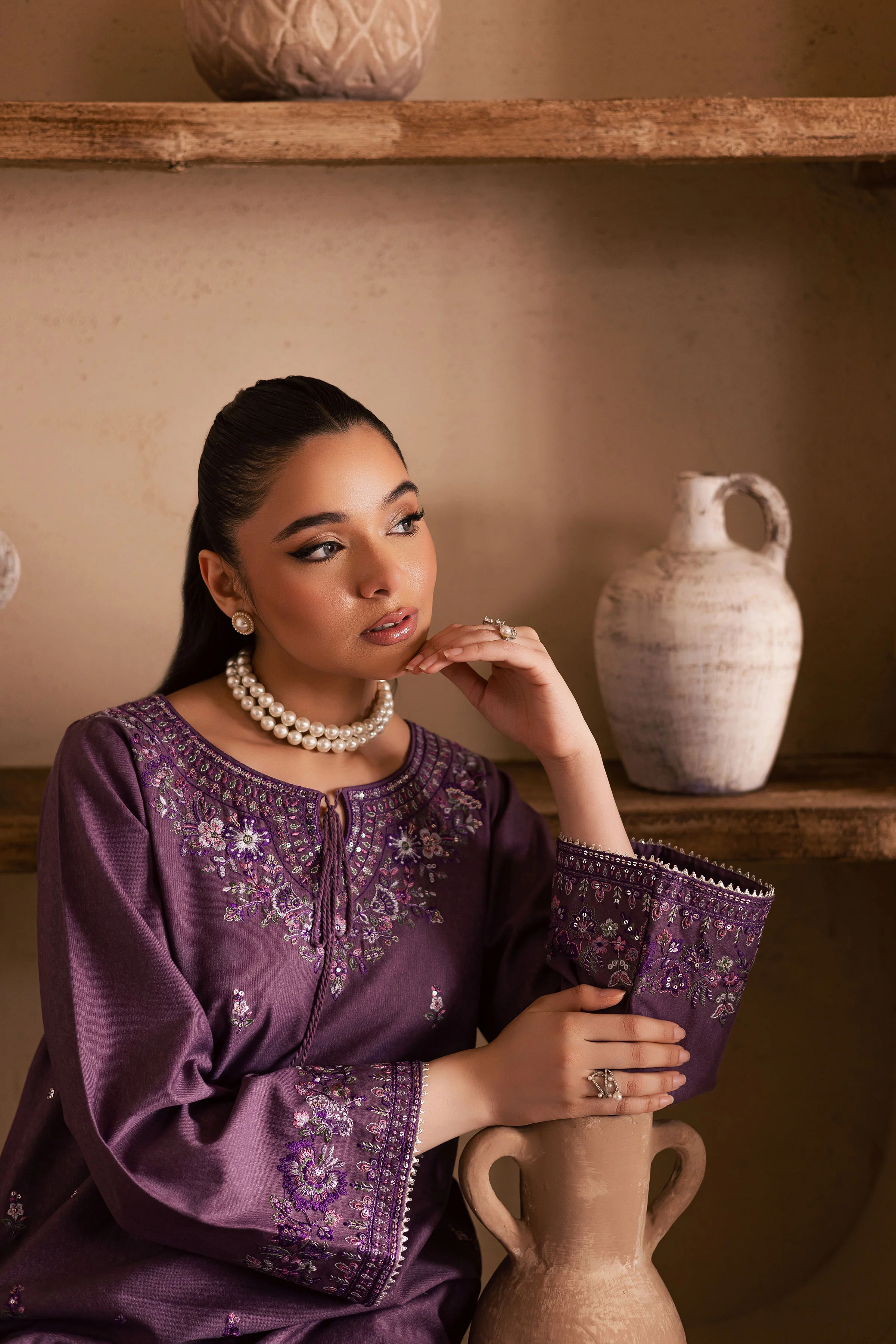 Meenah 2Pc - Embroidered Karandi Dress - Image 6