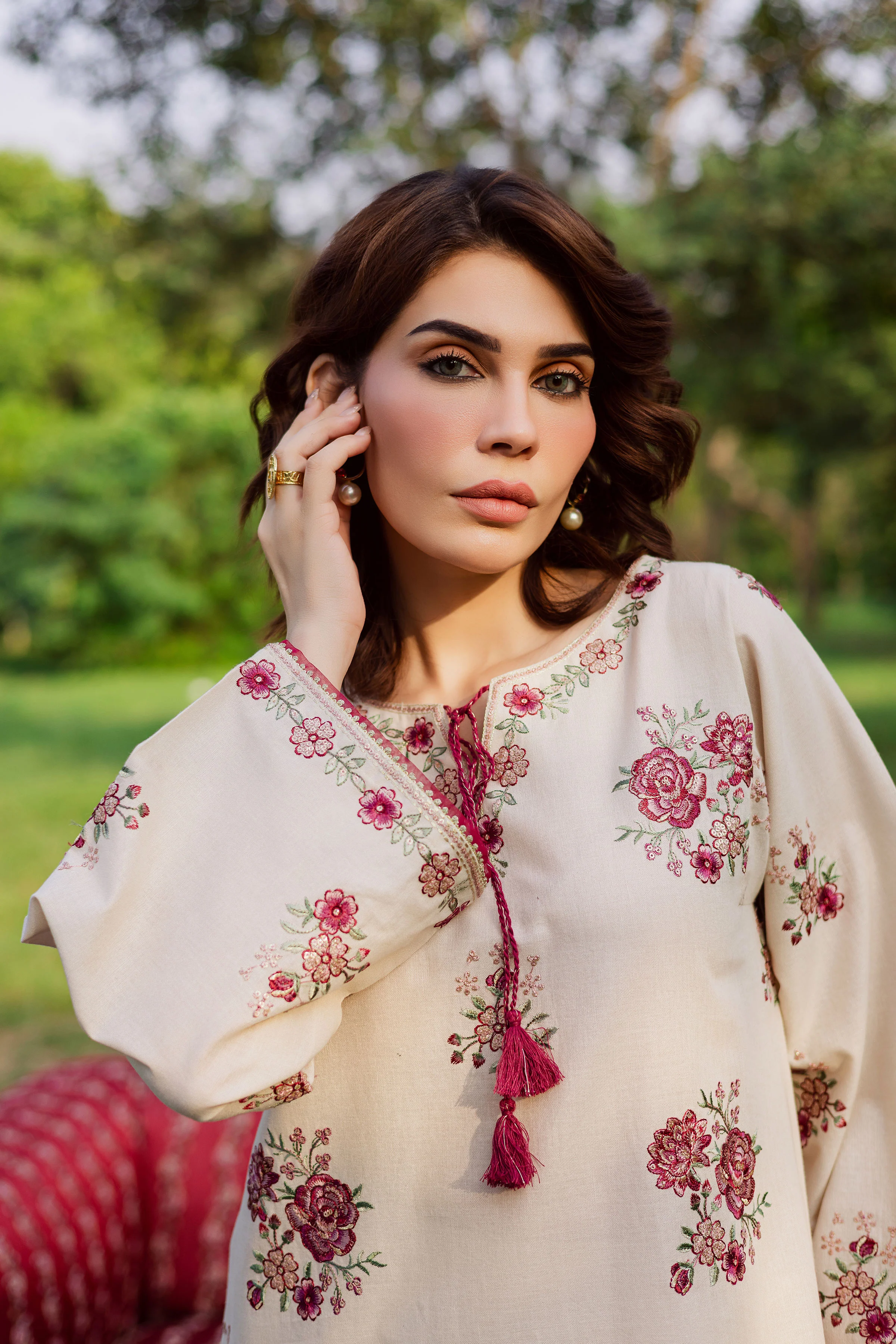 Meer 2Pc - Embroidered Khaddar Dress - Image 2