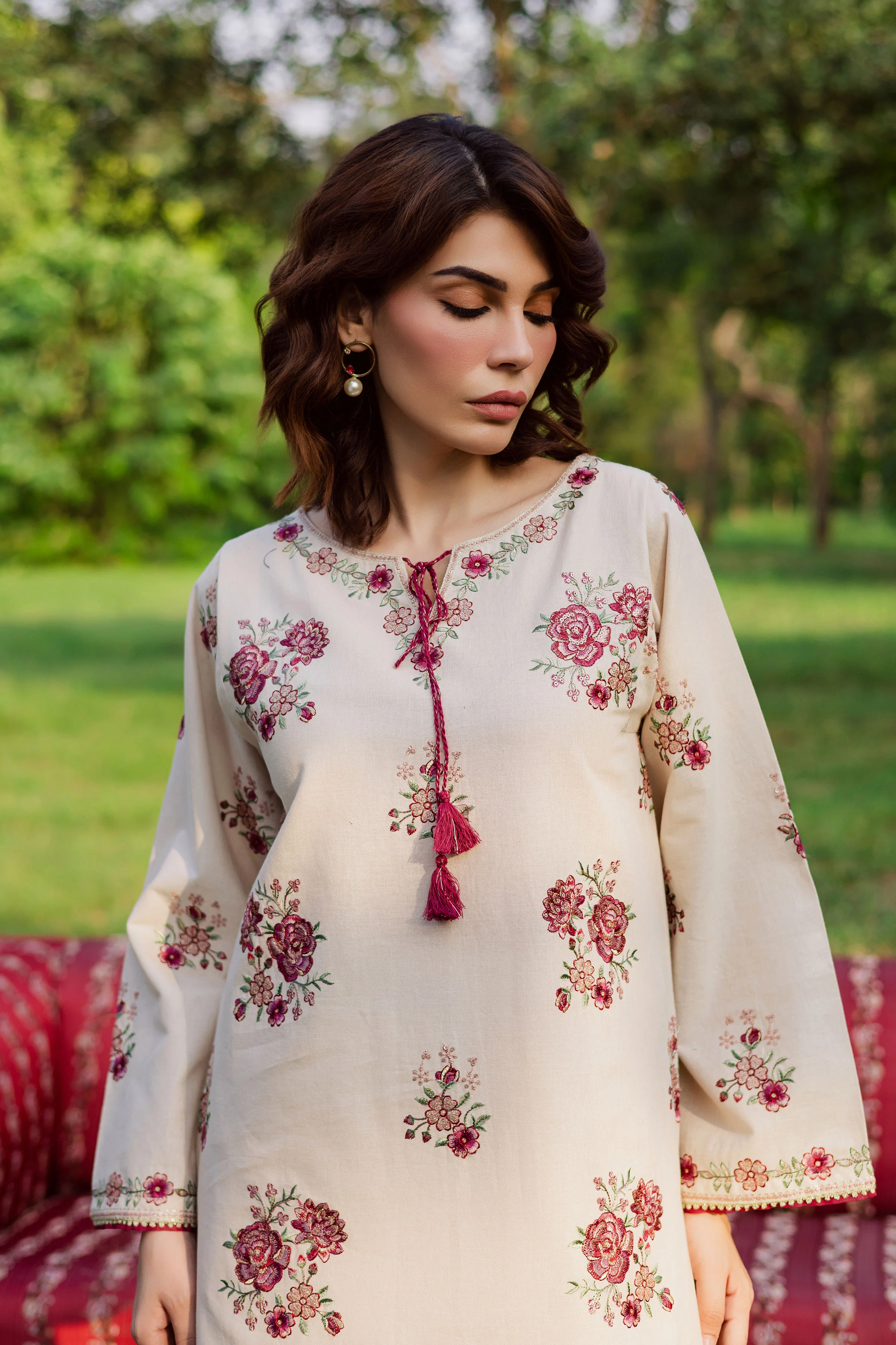 Meer 2Pc - Embroidered Khaddar Dress - Image 3