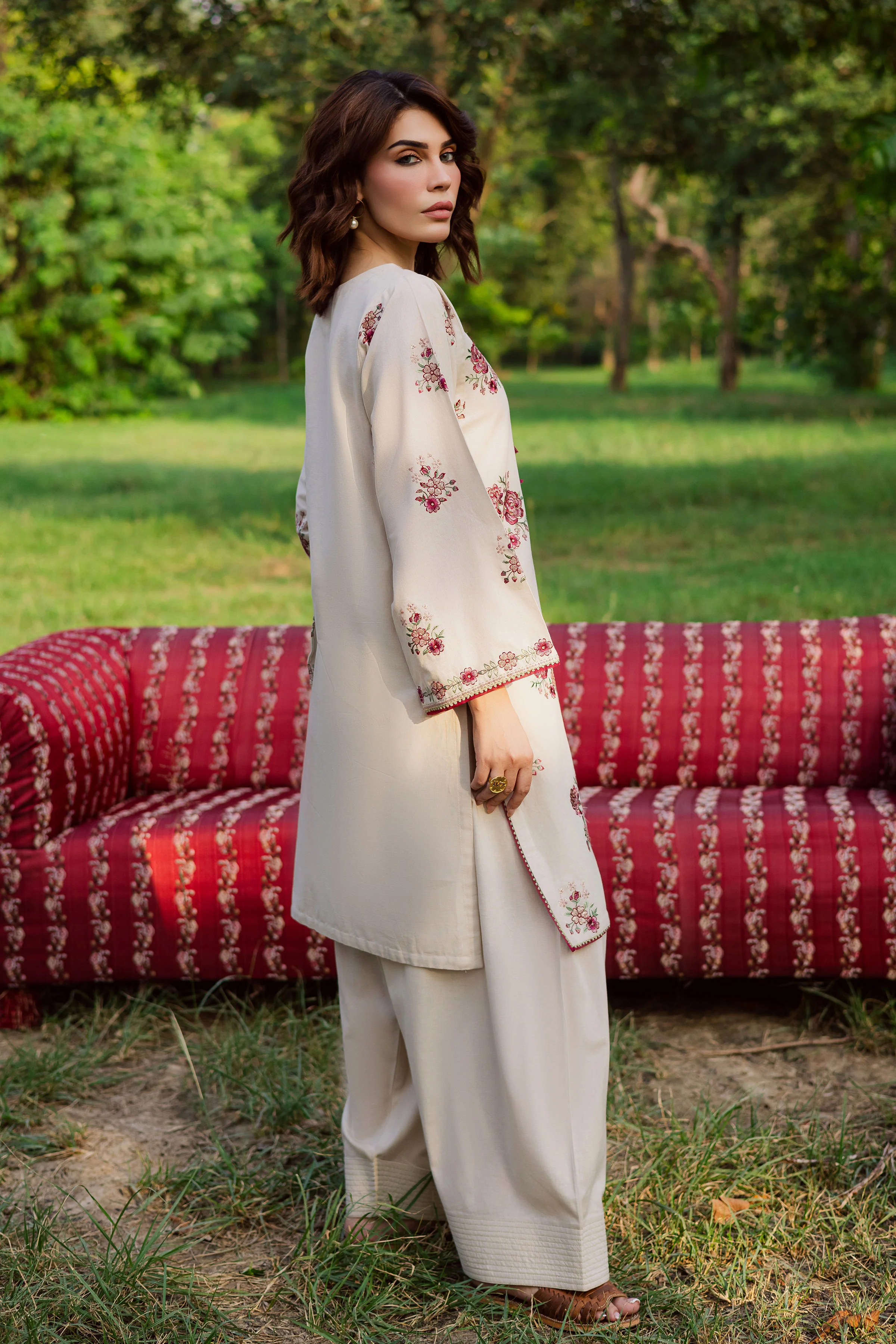 Meer 2Pc - Embroidered Khaddar Dress - Image 4