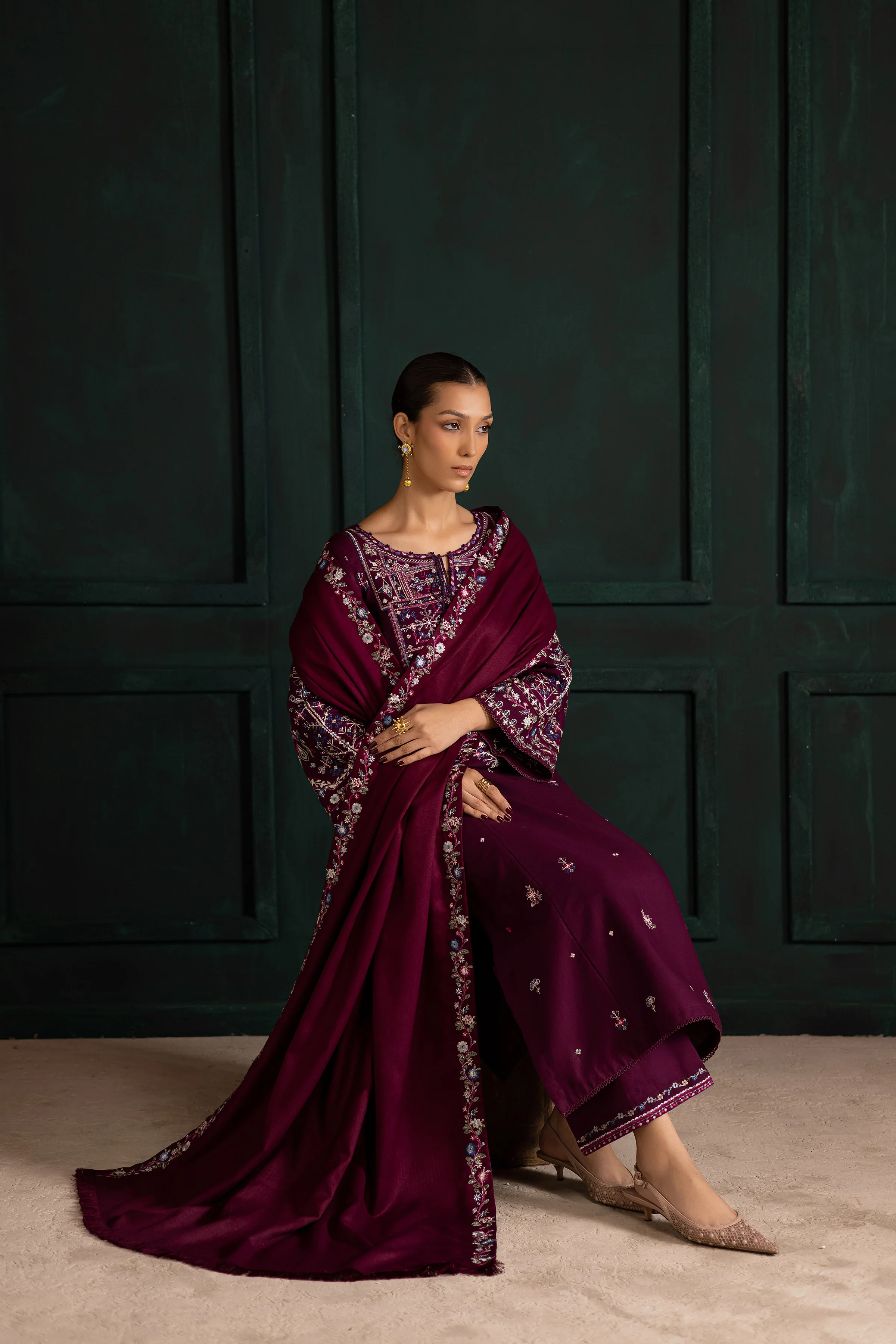 Meg 3Pc - Embroidered Khaddar Dress - Image 4
