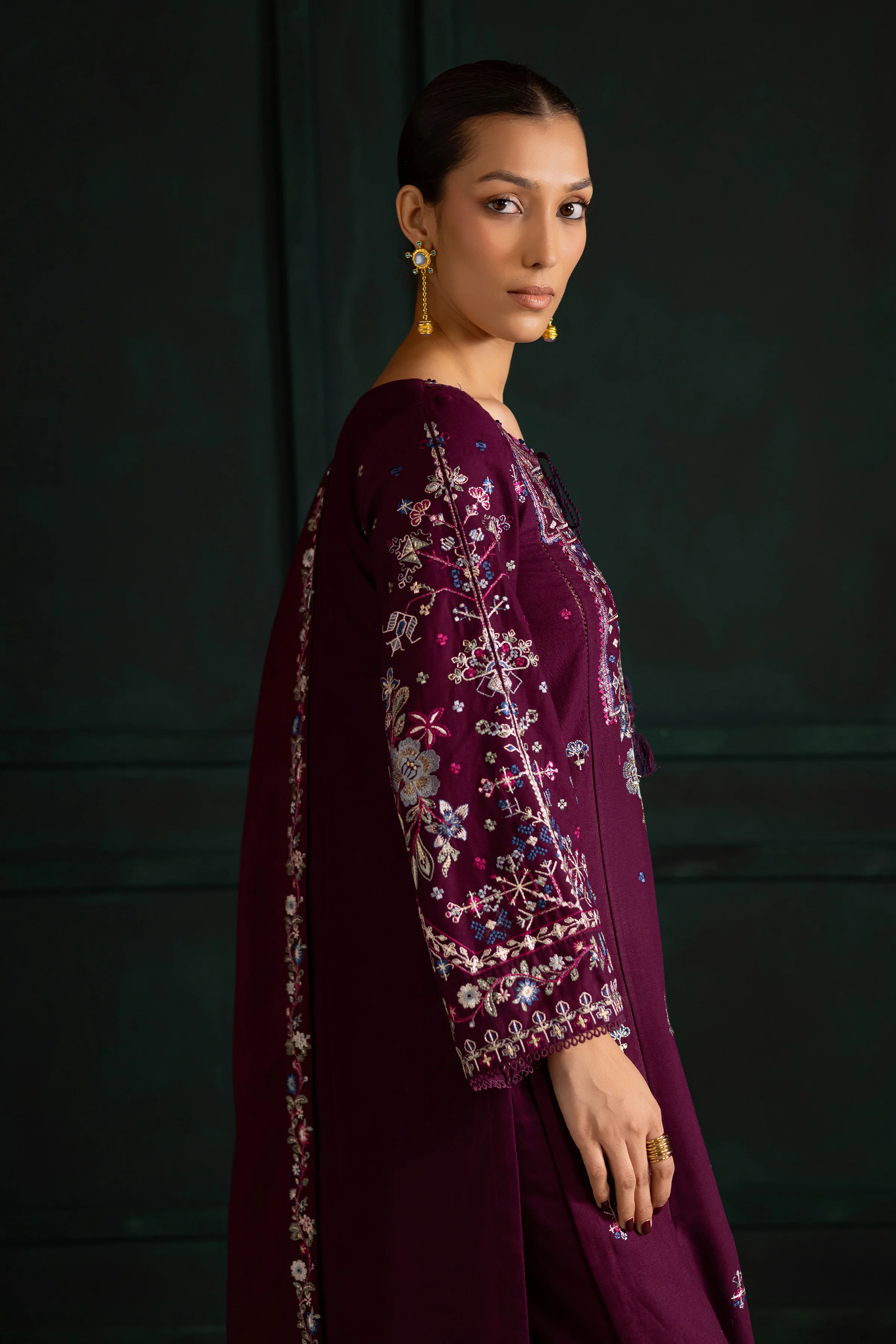 Meg 3Pc - Embroidered Khaddar Dress - Image 5
