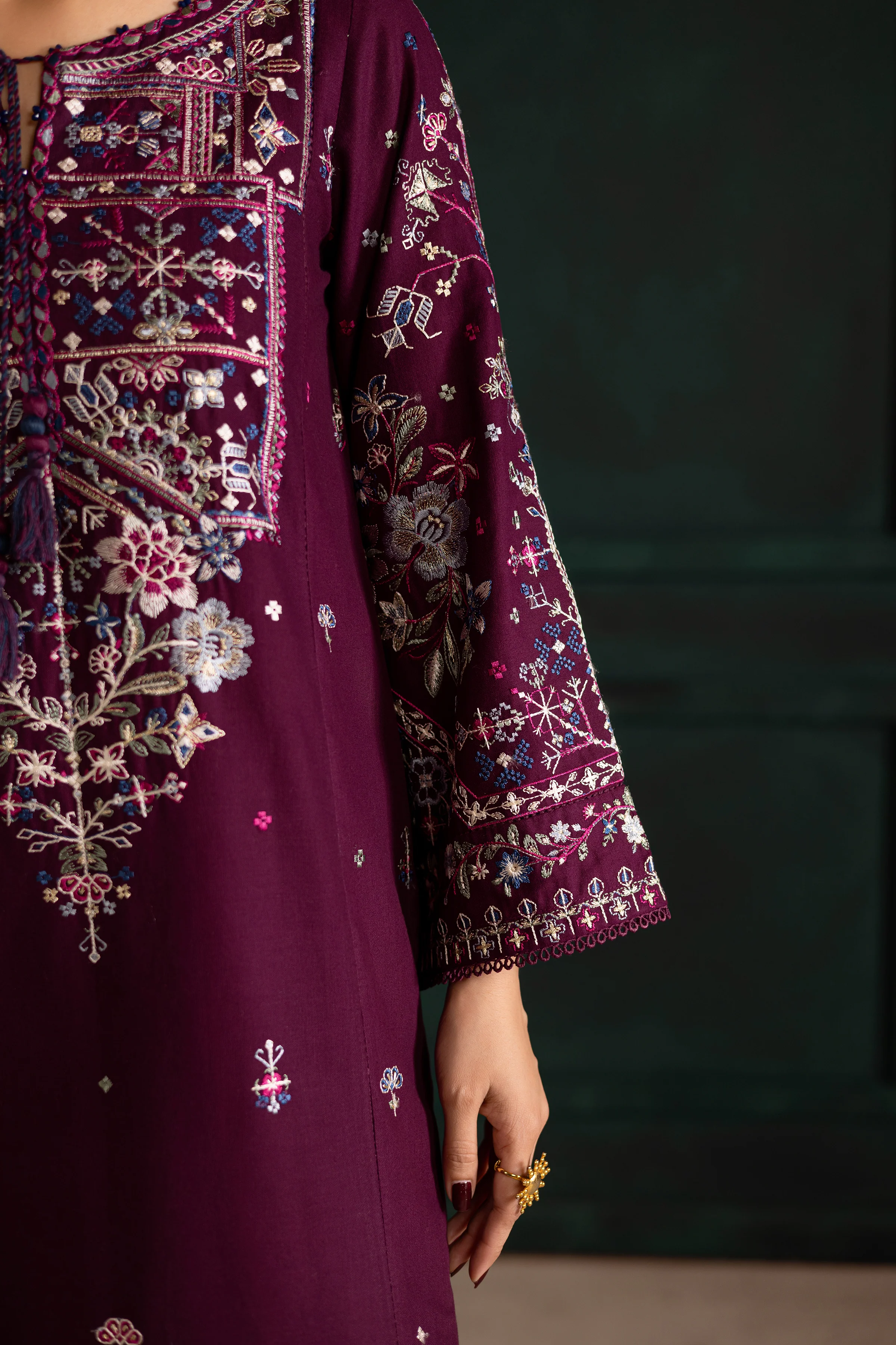 Meg 3Pc - Embroidered Khaddar Dress - Image 6