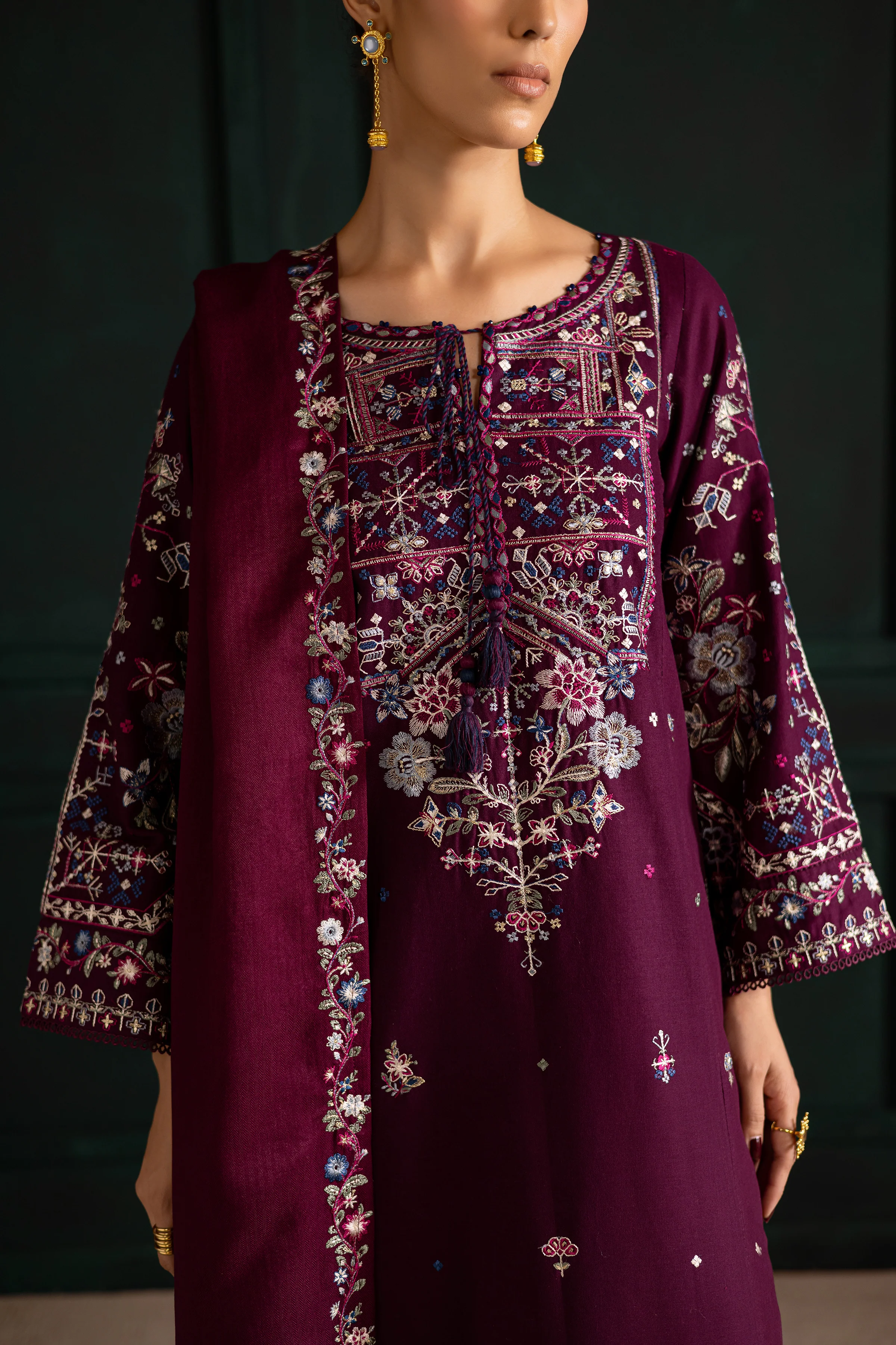 Meg 3Pc - Embroidered Khaddar Dress - Image 7