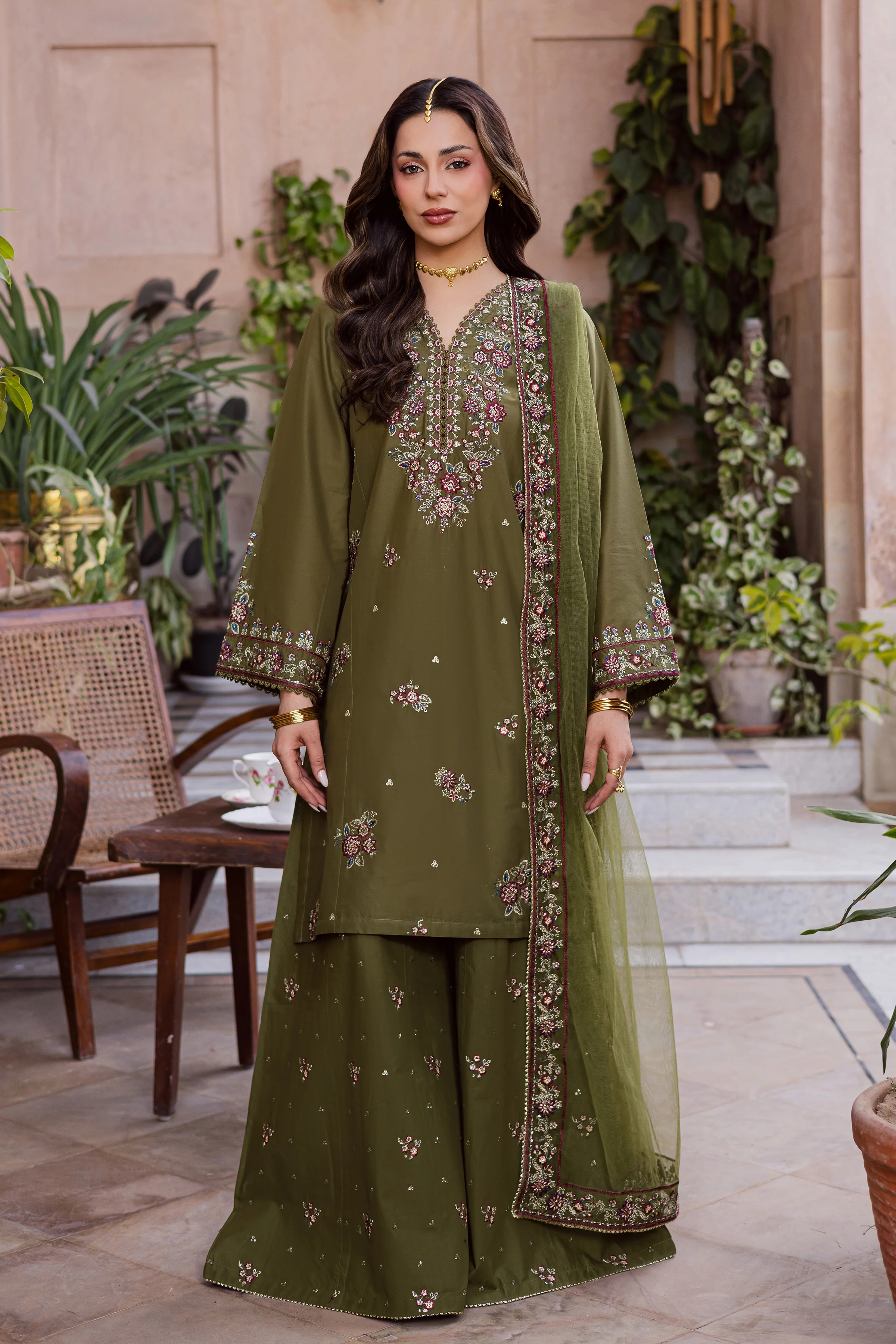 Mehlab 3Pc - Festive Embroidered Lawn - Image 3