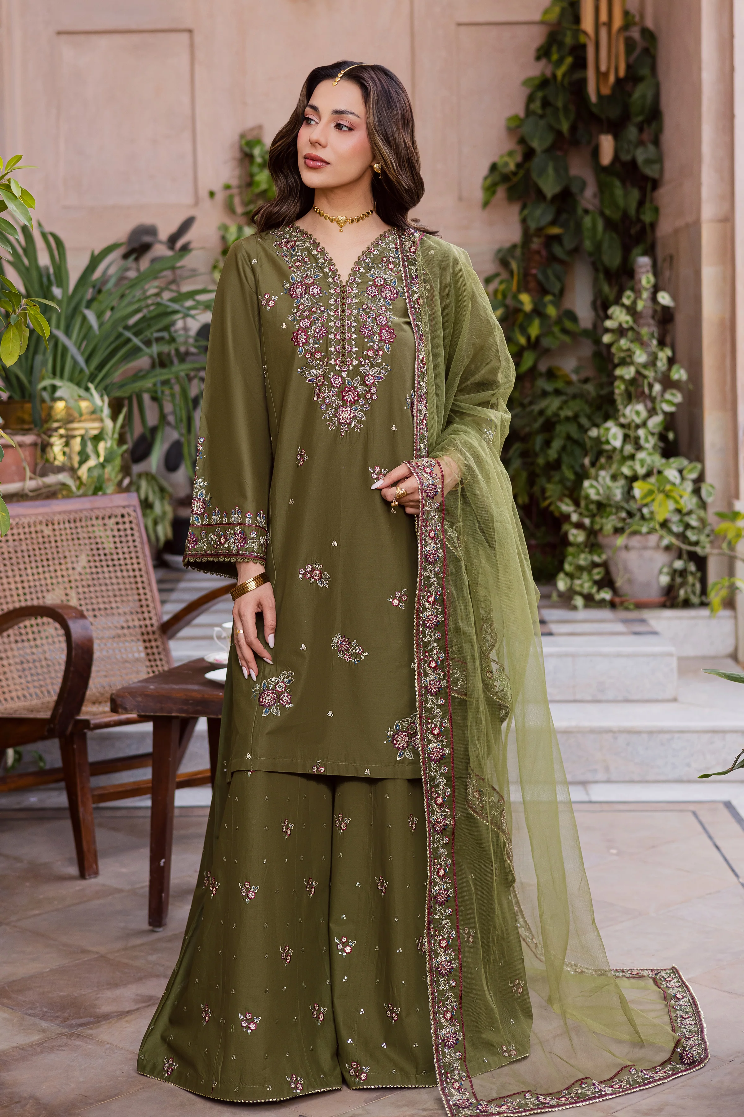Mehlab 3Pc - Festive Embroidered Lawn - Image 6