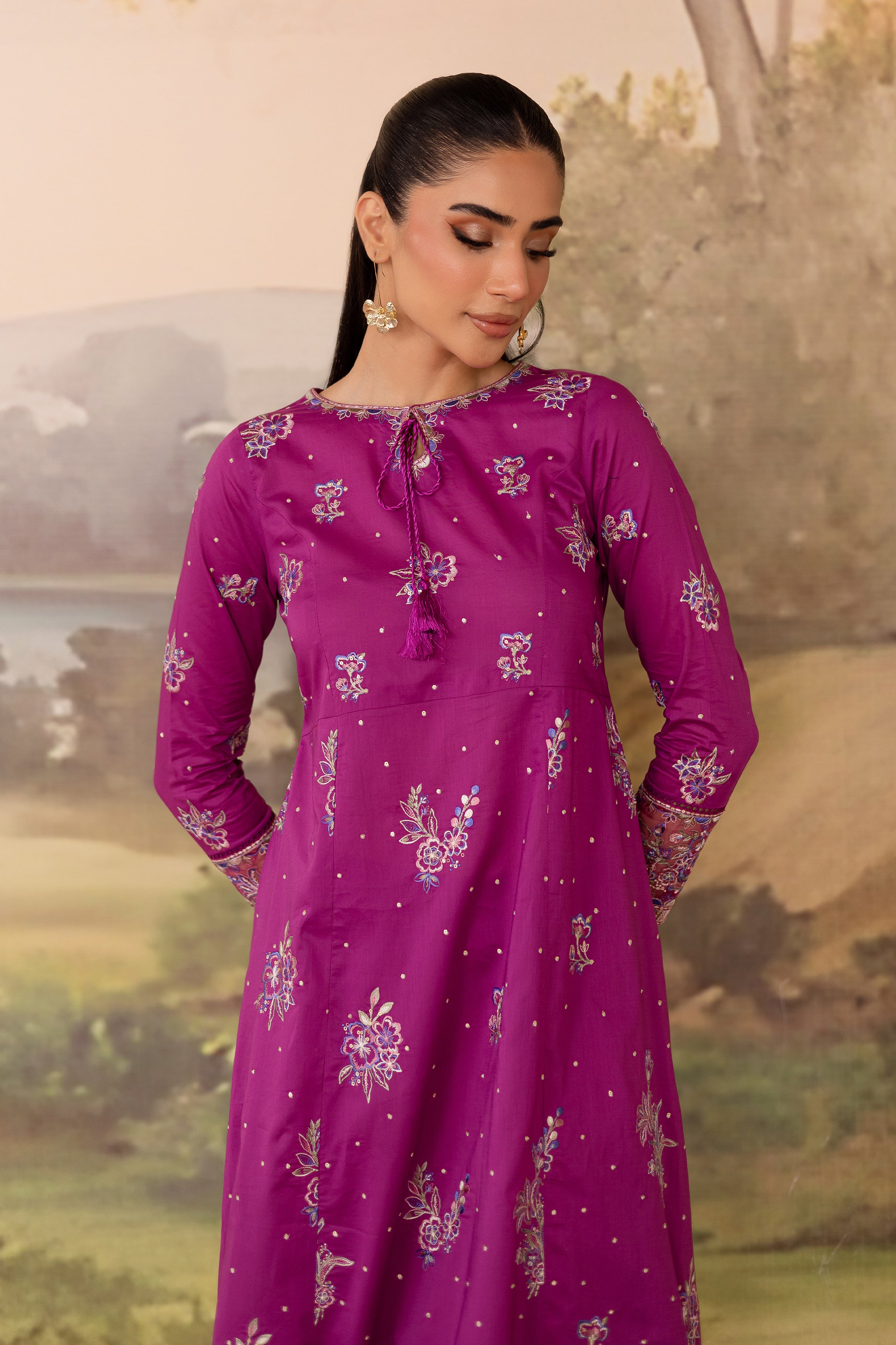 Mehlam 2Pc - Embroidered Solid Dress - Image 3