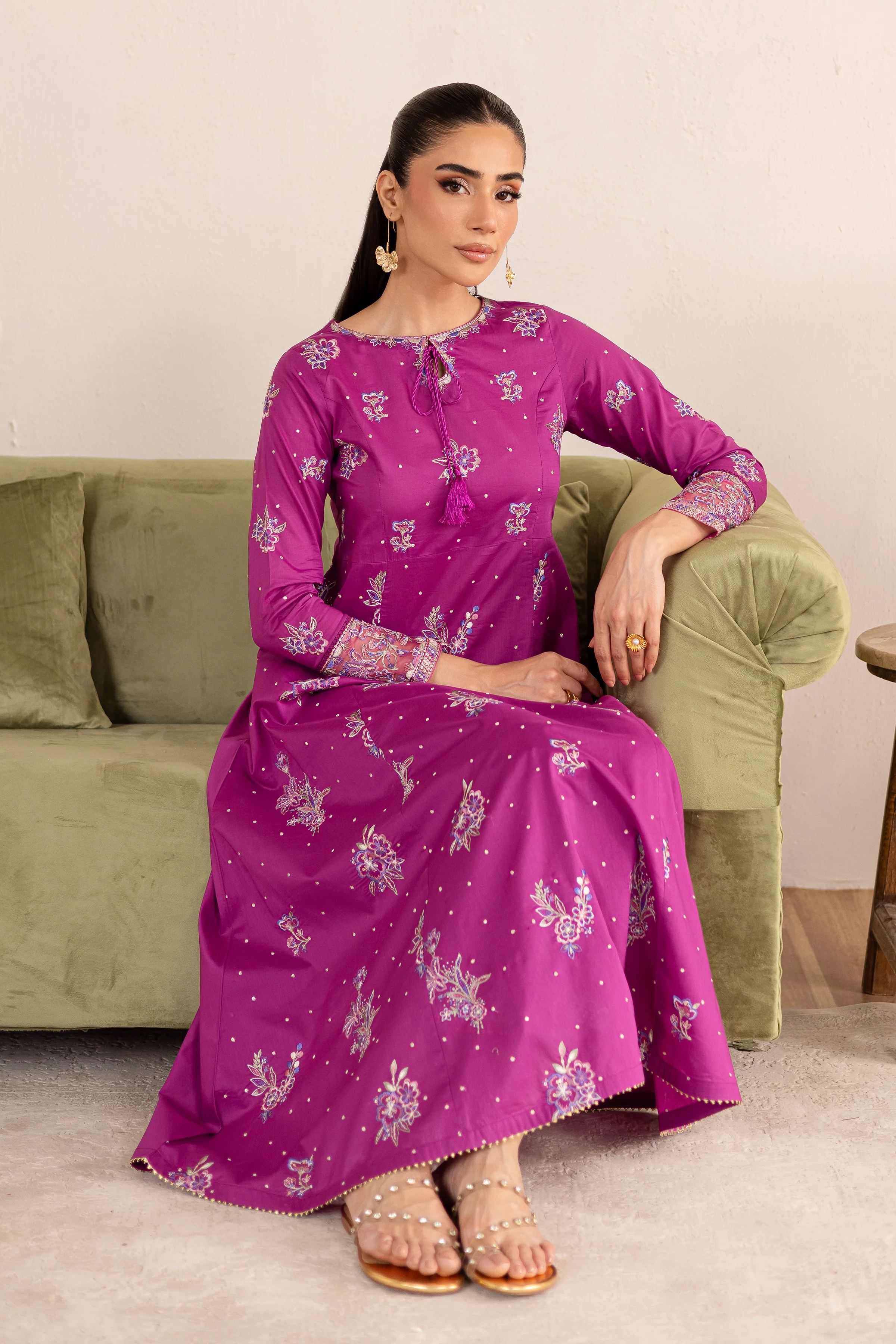 Mehlam 2Pc - Embroidered Solid Dress - Image 4