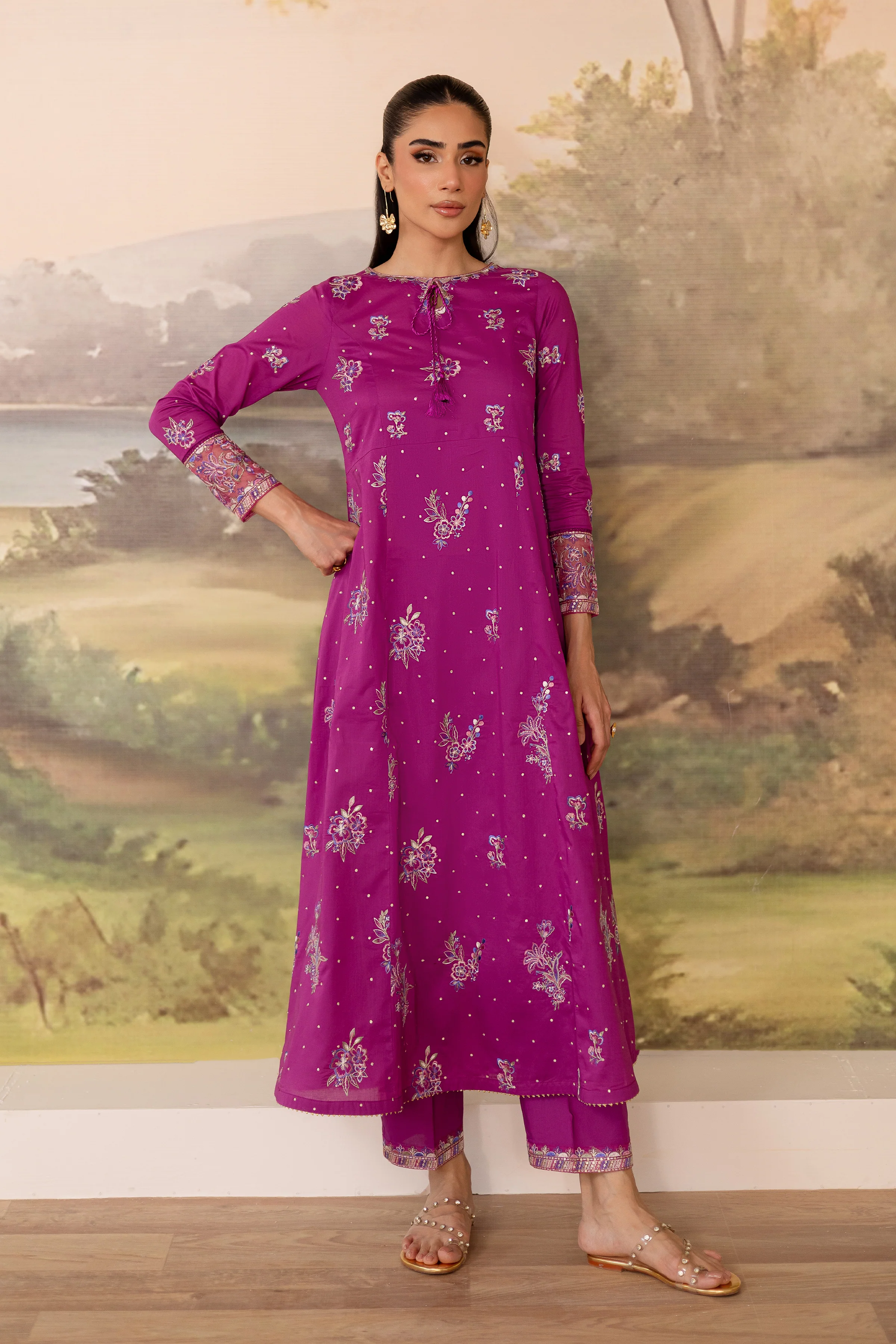 Mehlam 2Pc - Embroidered Solid Dress - Image 5