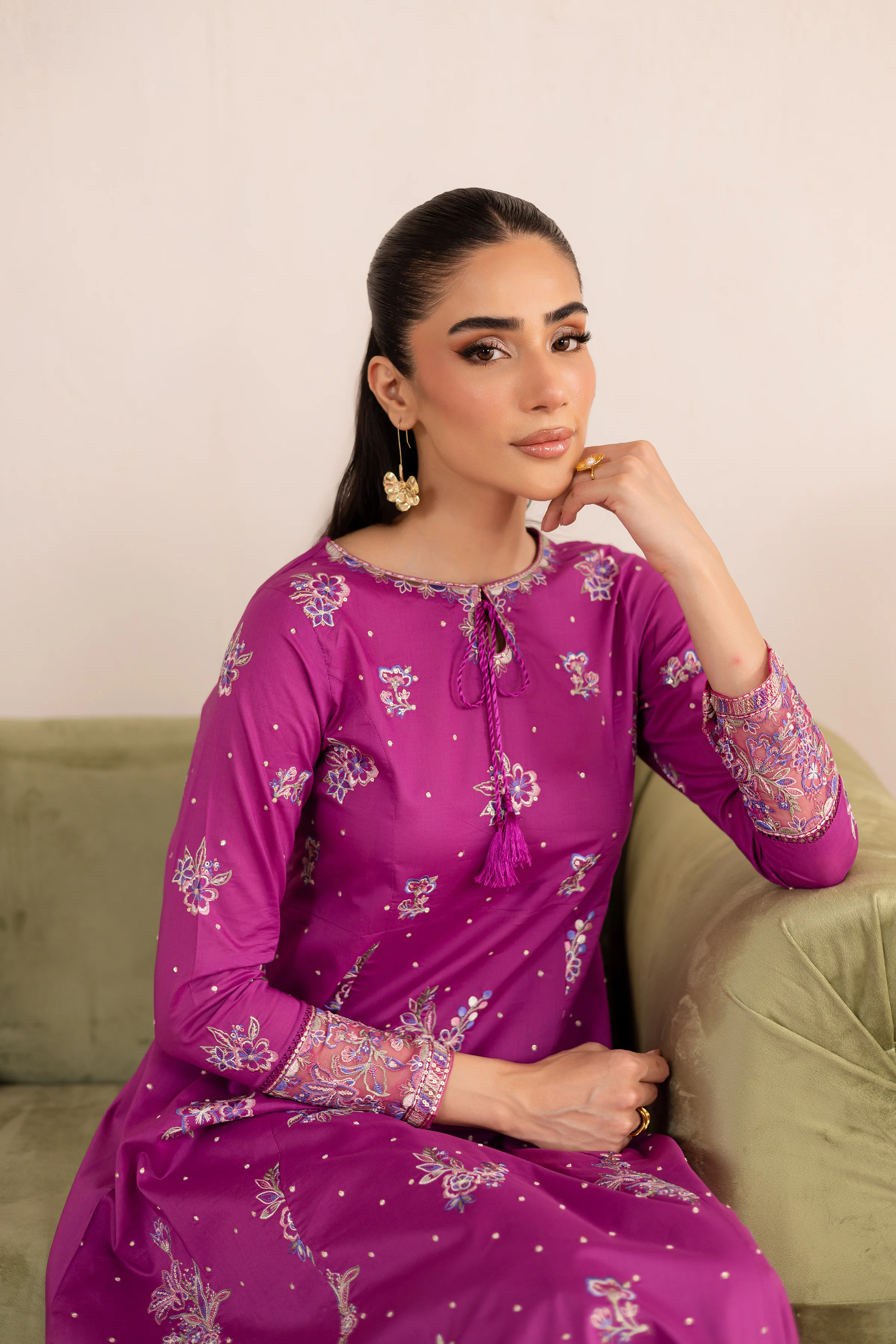 Mehlam 2Pc - Embroidered Solid Dress - Image 6