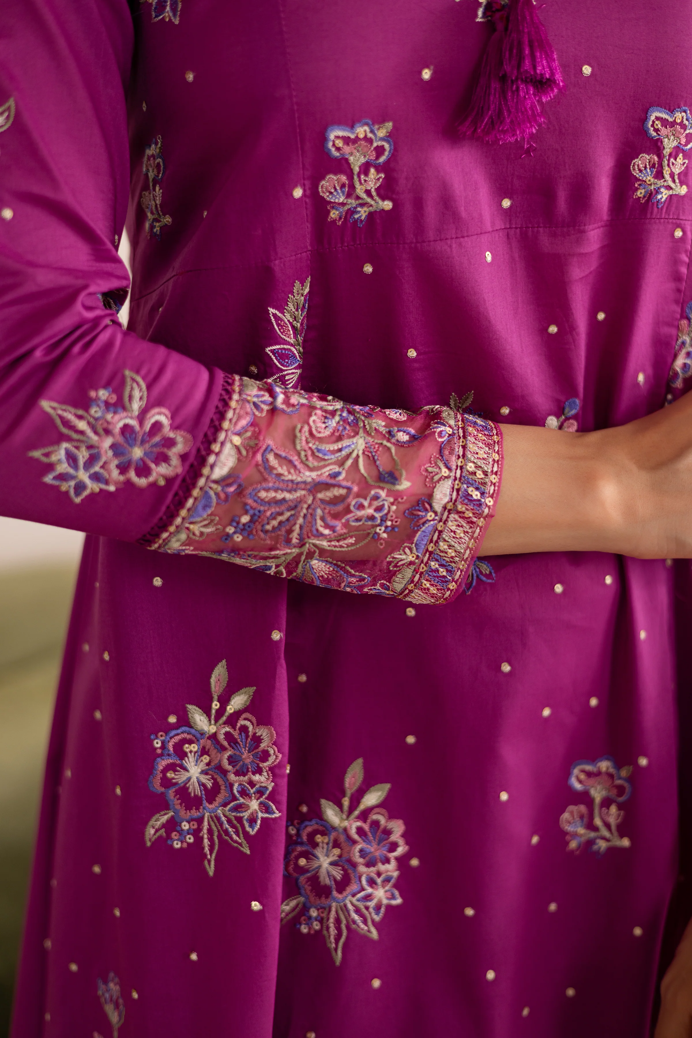 Mehlam 2Pc - Embroidered Solid Dress - Image 7