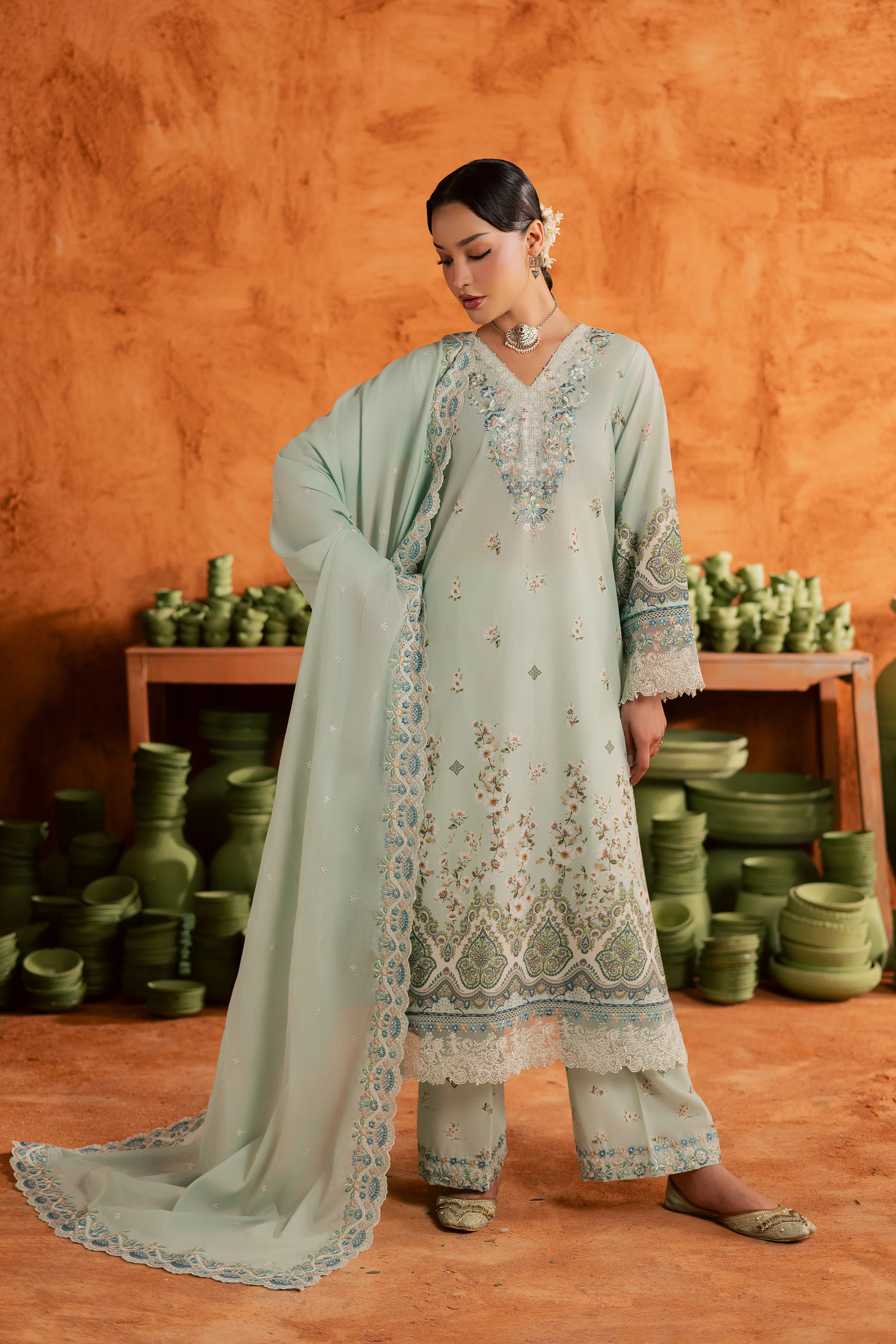 Mint Chip 3Pc - Printed Lawn Dress - Image 10