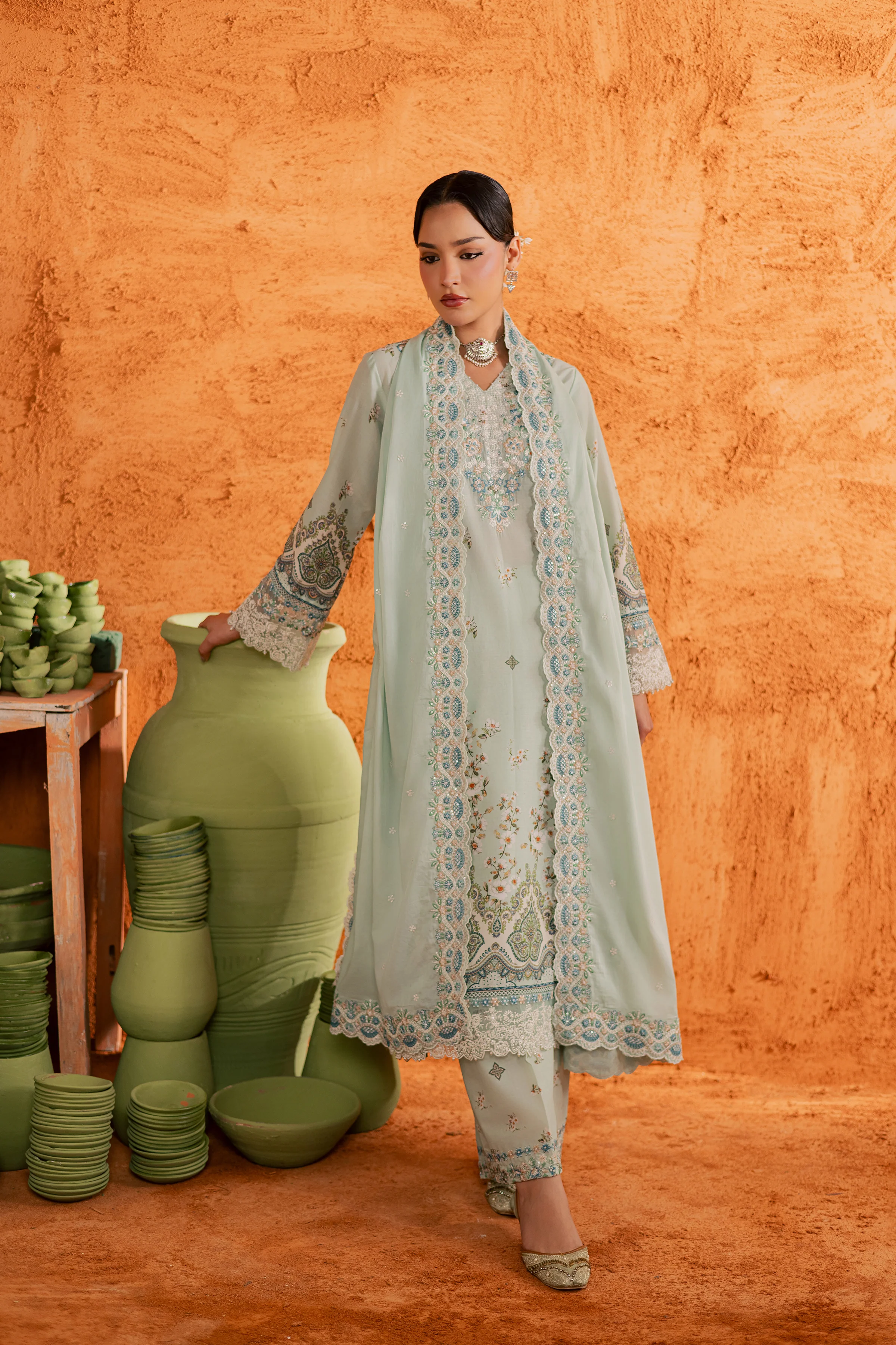 Mint Chip 3Pc - Printed Lawn Dress - Image 3