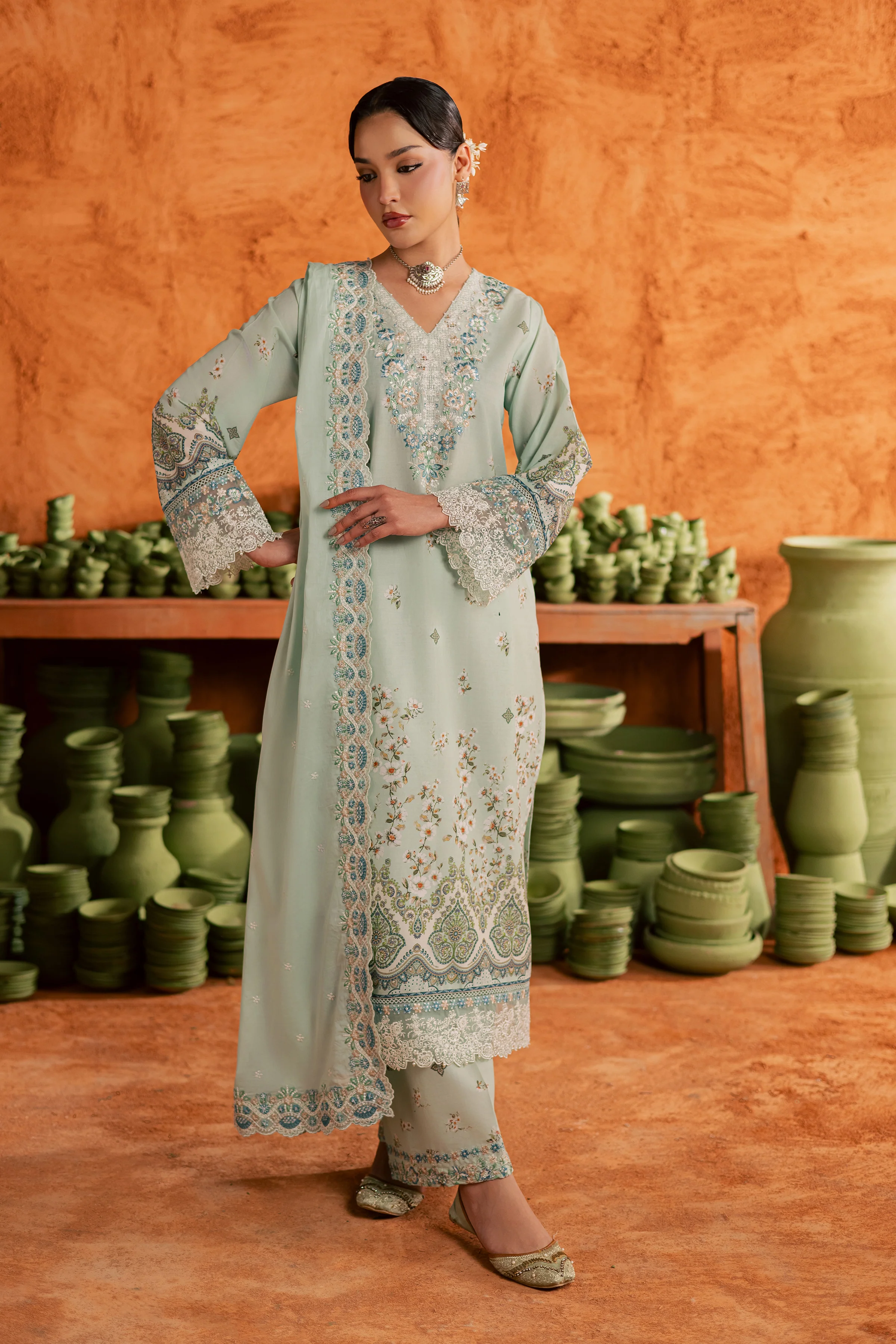 Mint Chip 3Pc - Printed Lawn Dress - Image 6