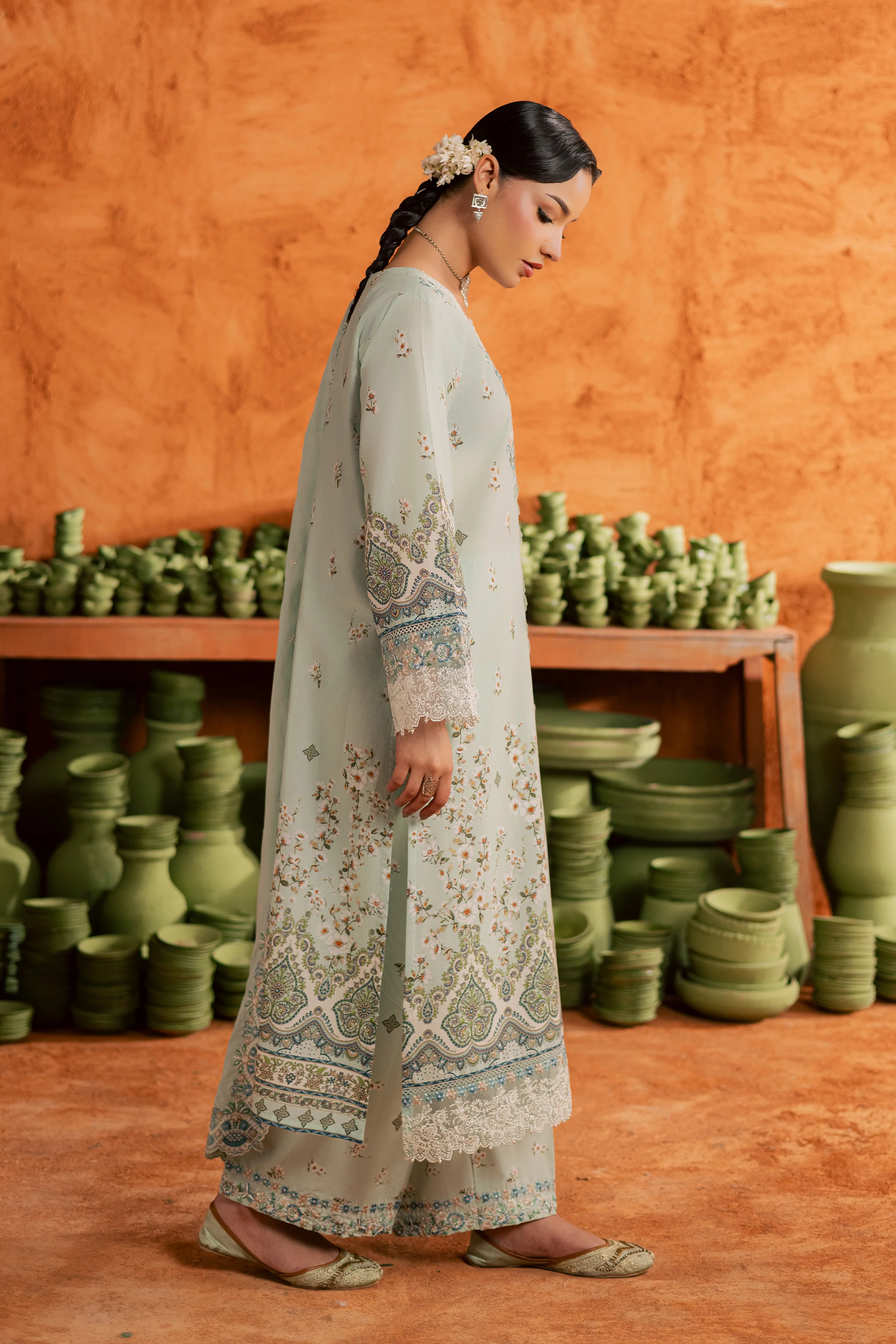 Mint Chip 3Pc - Printed Lawn Dress - Image 9