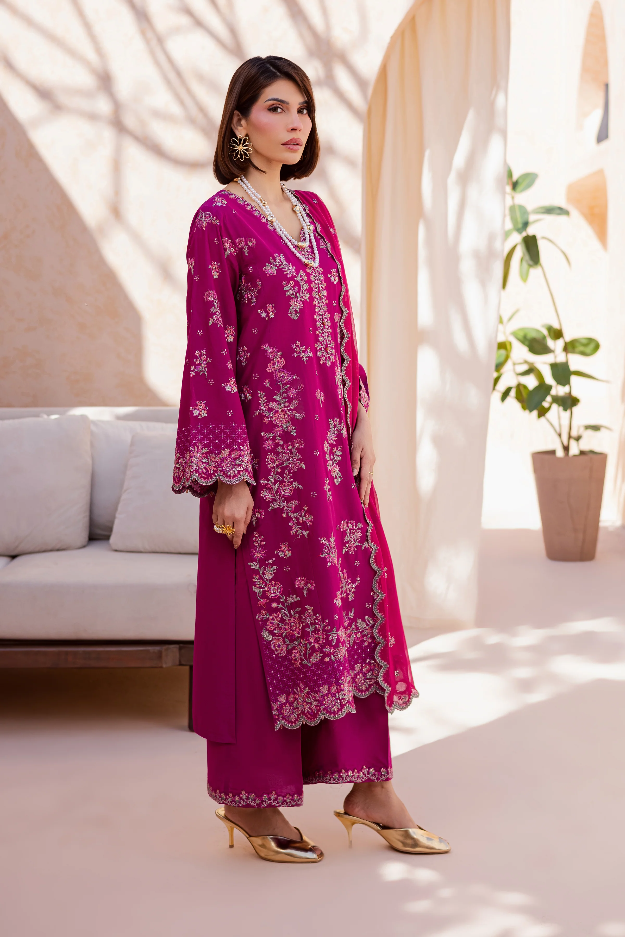 Mirha 3Pc - Festive Embroidered Lawn - Image 3