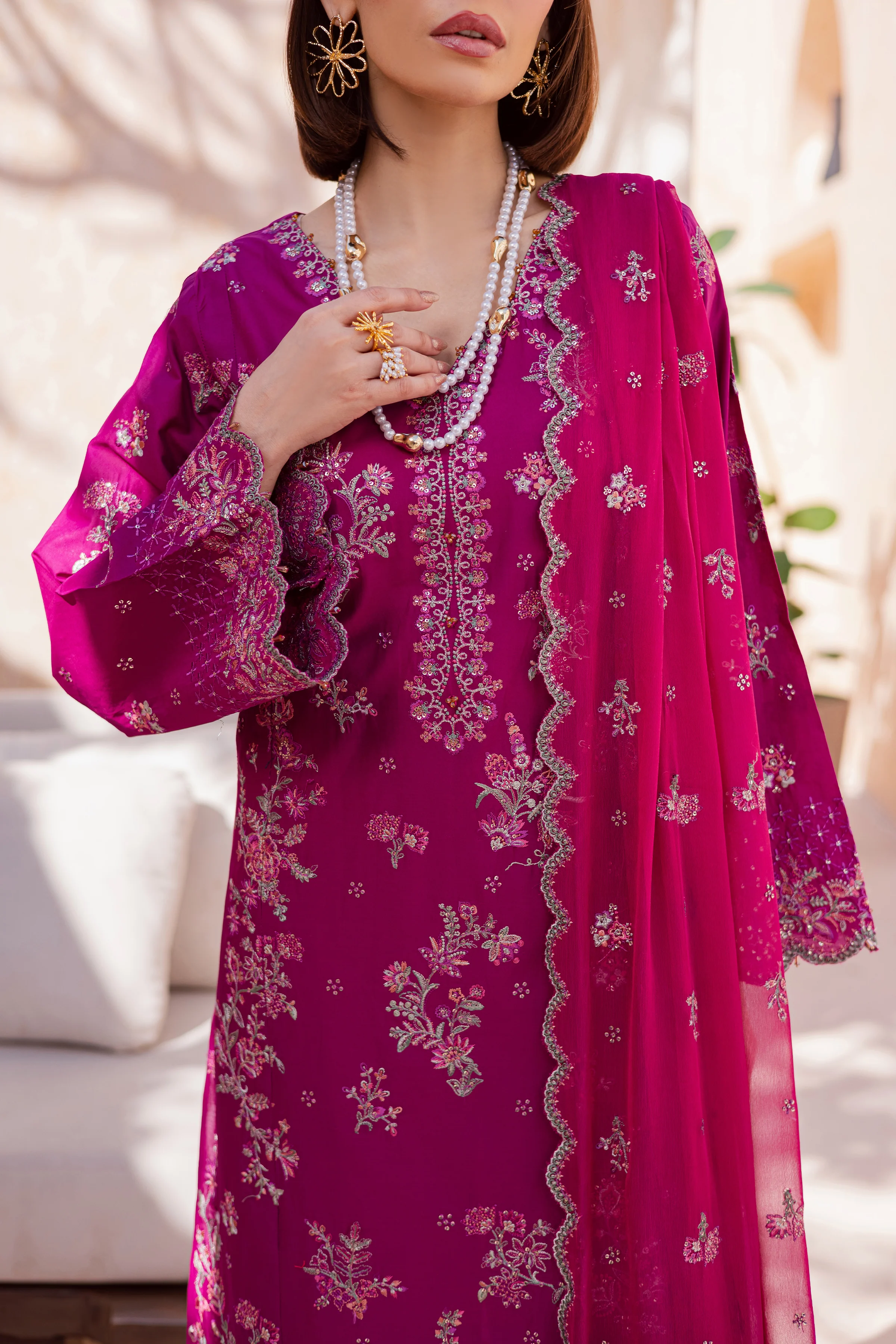 Mirha 3Pc - Festive Embroidered Lawn - Image 6