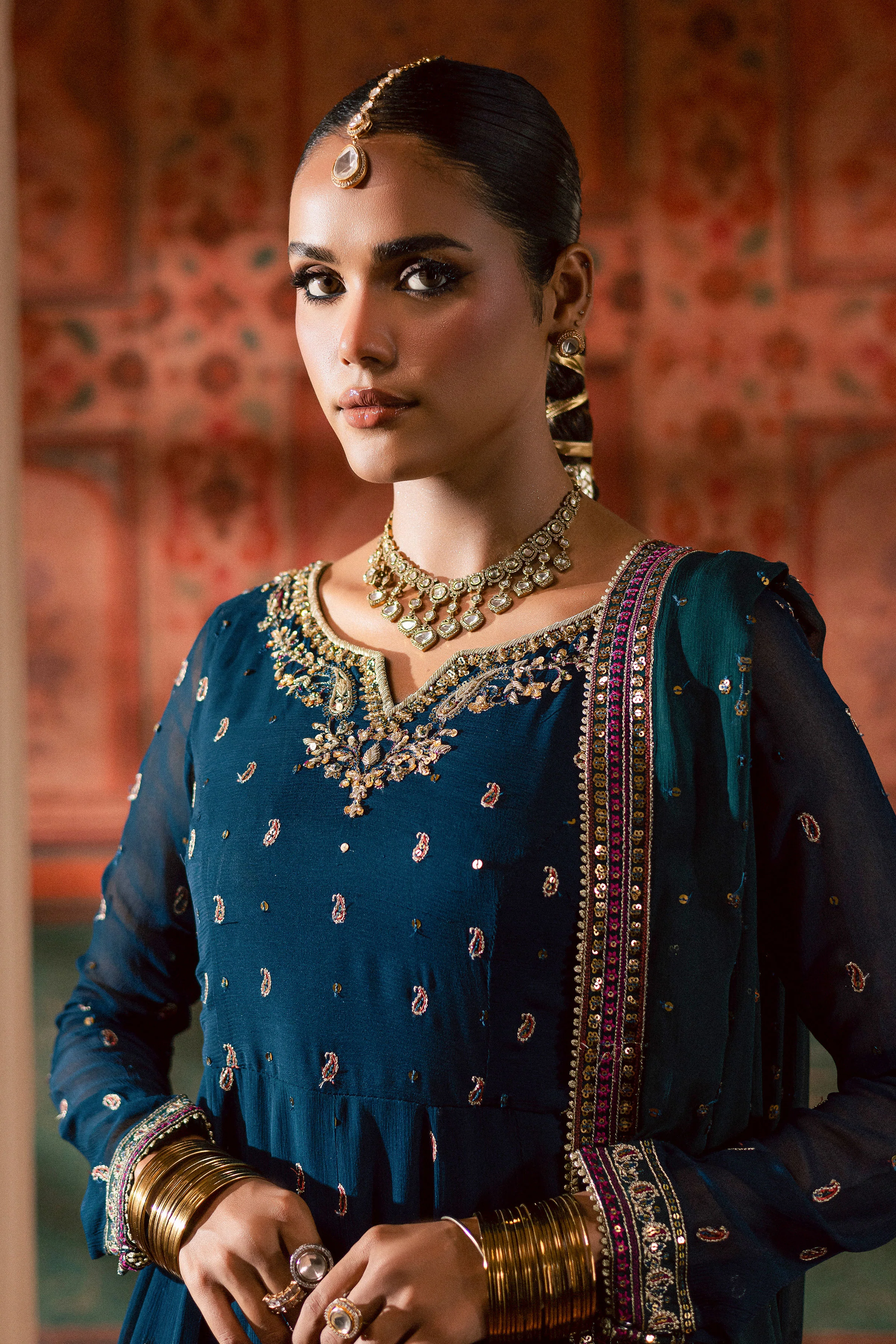 Mor Pankh 3Pc - Chiffon Wedding Frock - Image 2