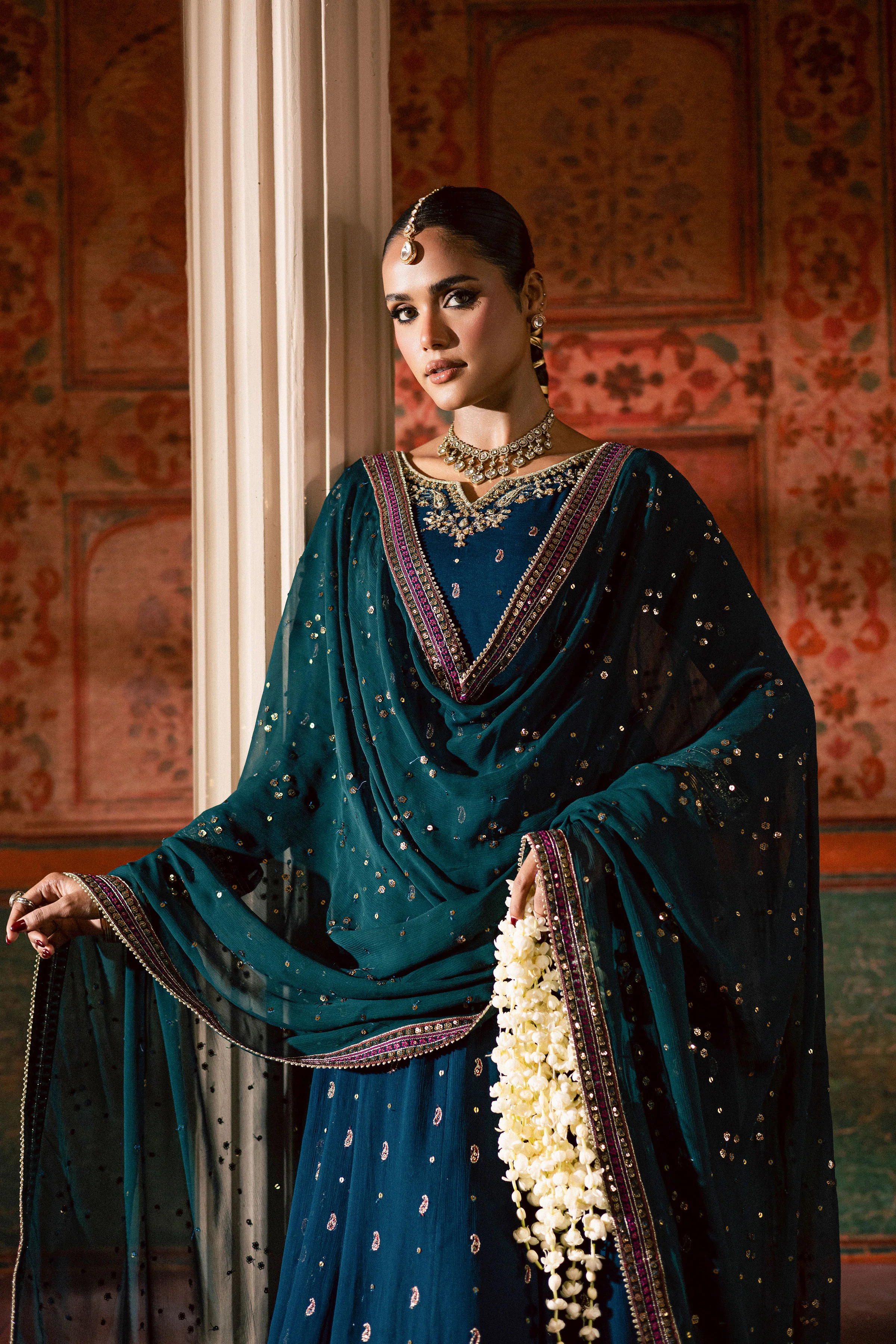 Mor Pankh 3Pc - Chiffon Wedding Frock - Image 4