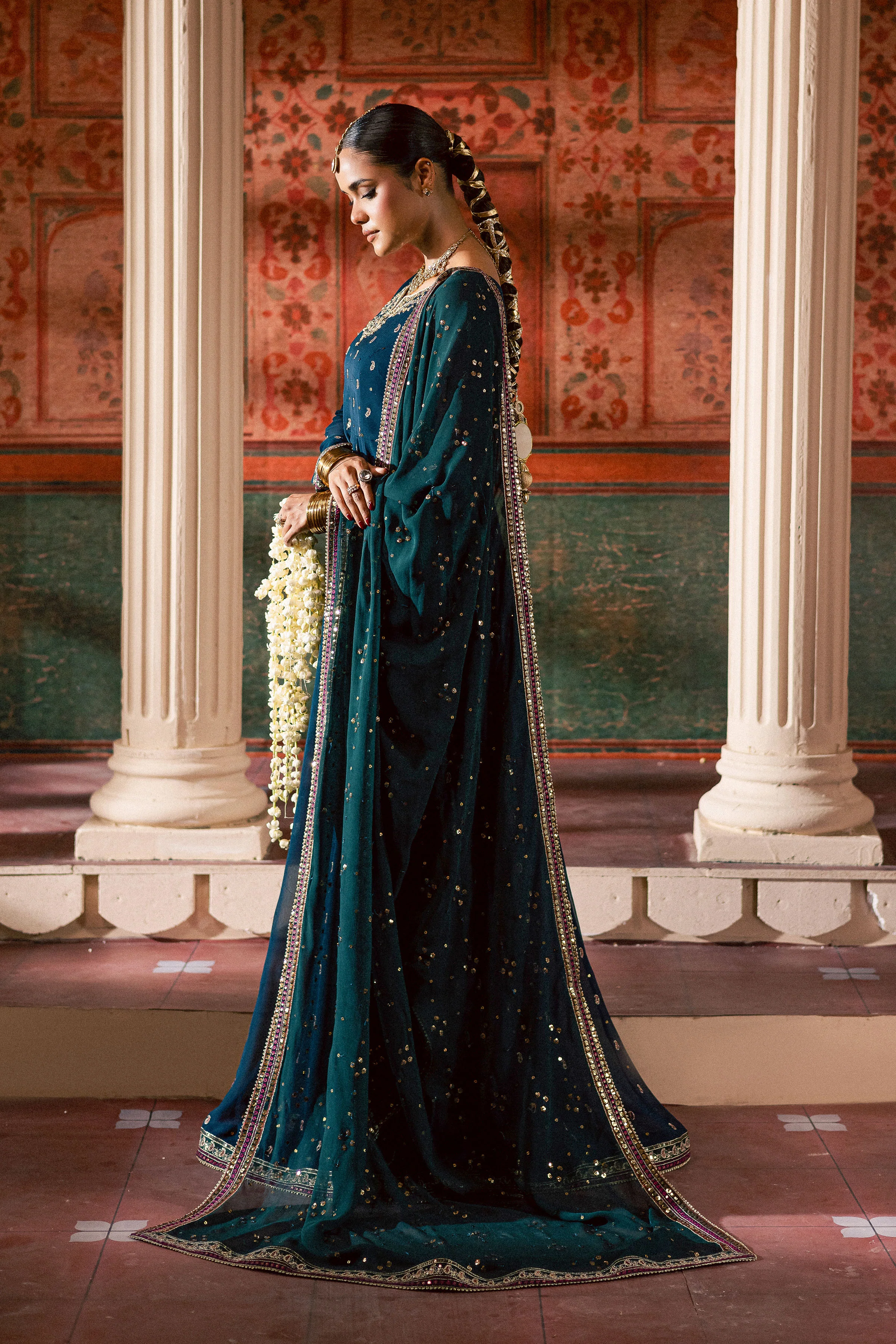Mor Pankh 3Pc - Chiffon Wedding Frock - Image 5