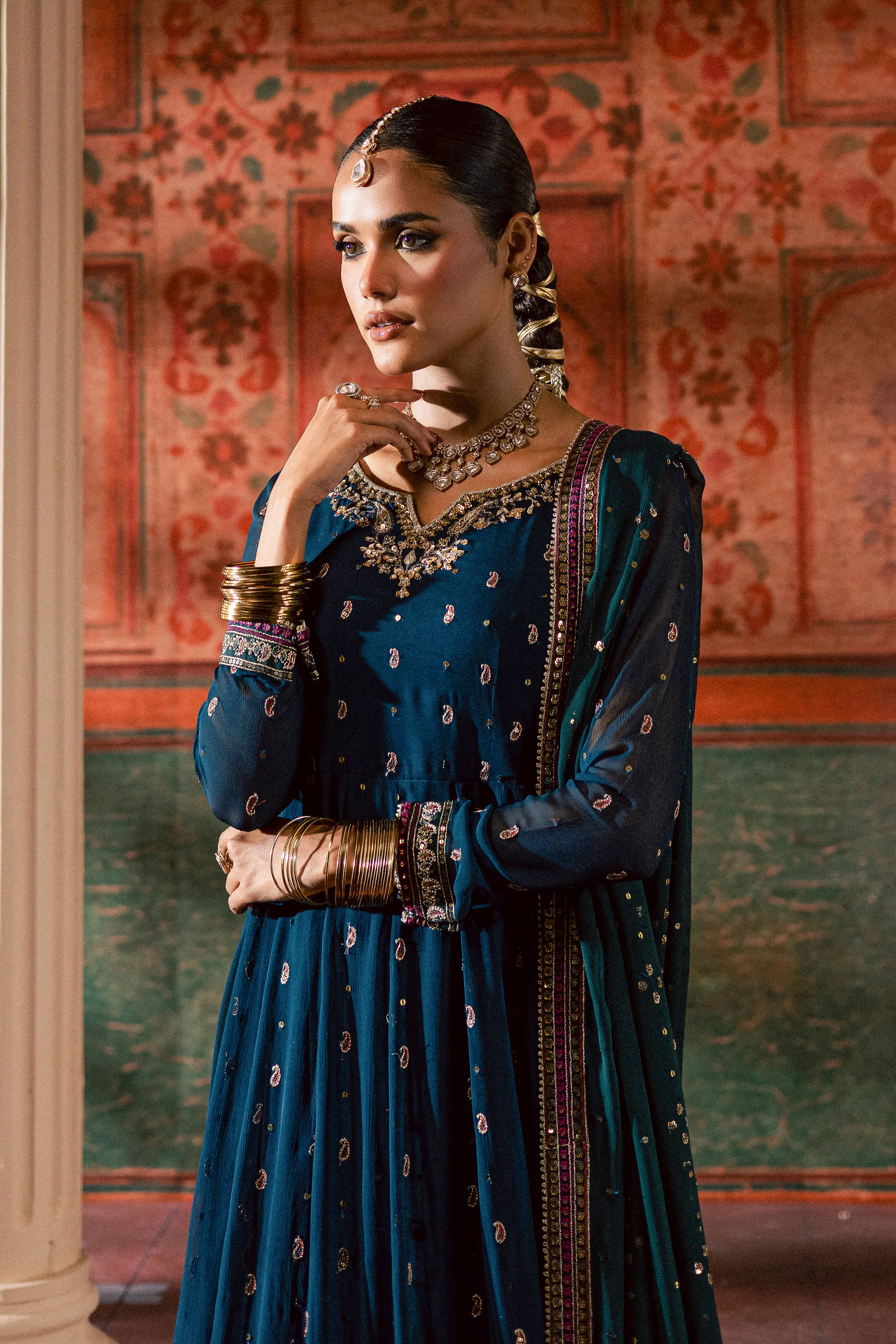 Mor Pankh 3Pc - Chiffon Wedding Frock - Image 6