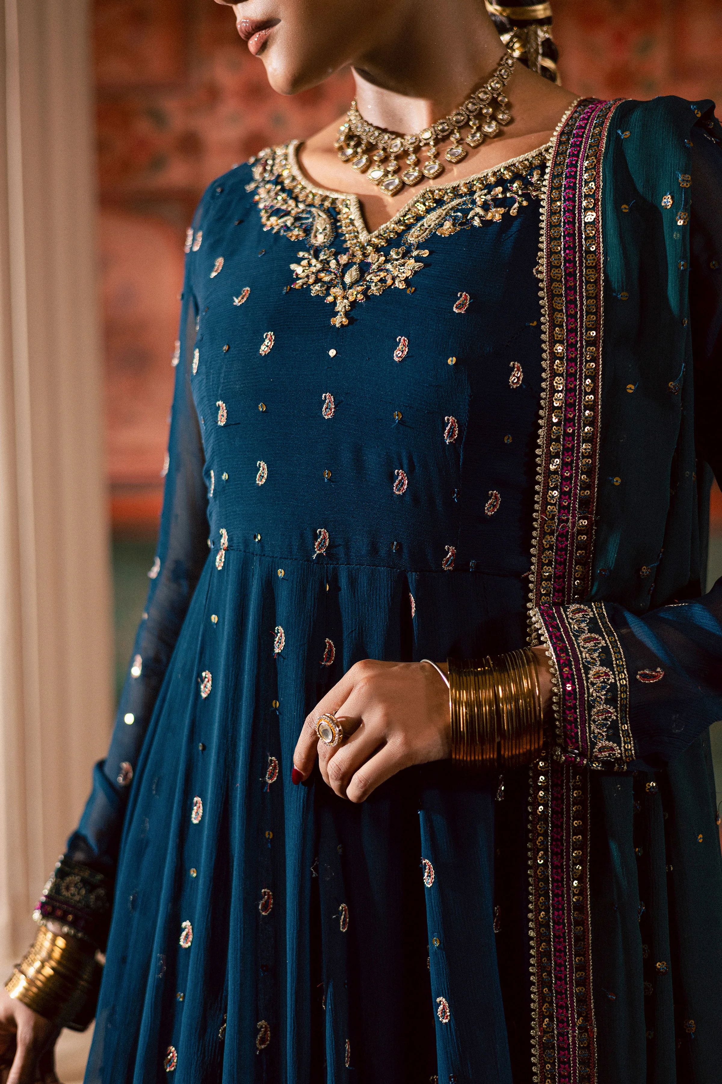 Mor Pankh 3Pc - Chiffon Wedding Frock - Image 7