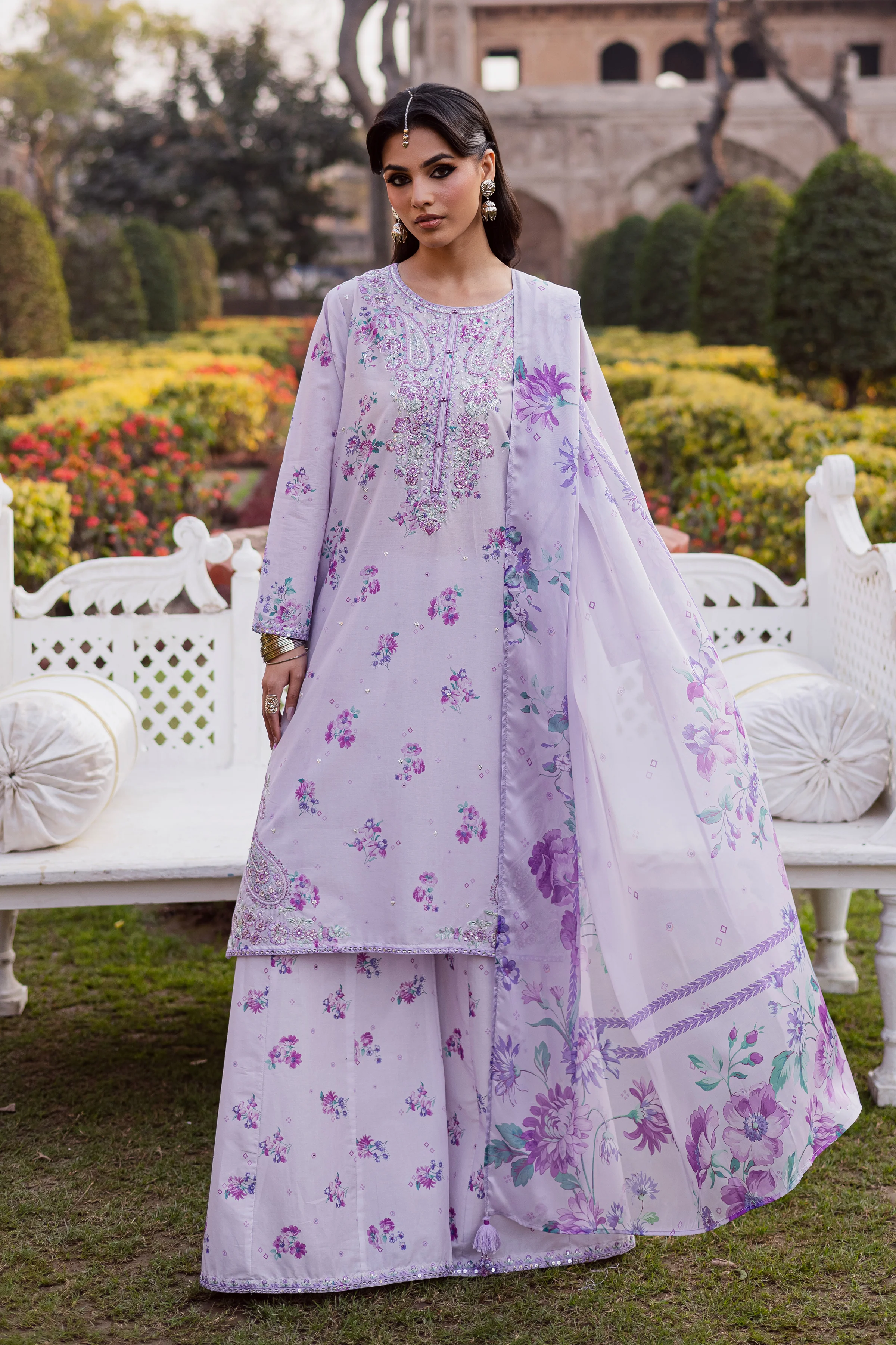 Morticia Lilac 3Pc - Festive Eid Prints - Image 3