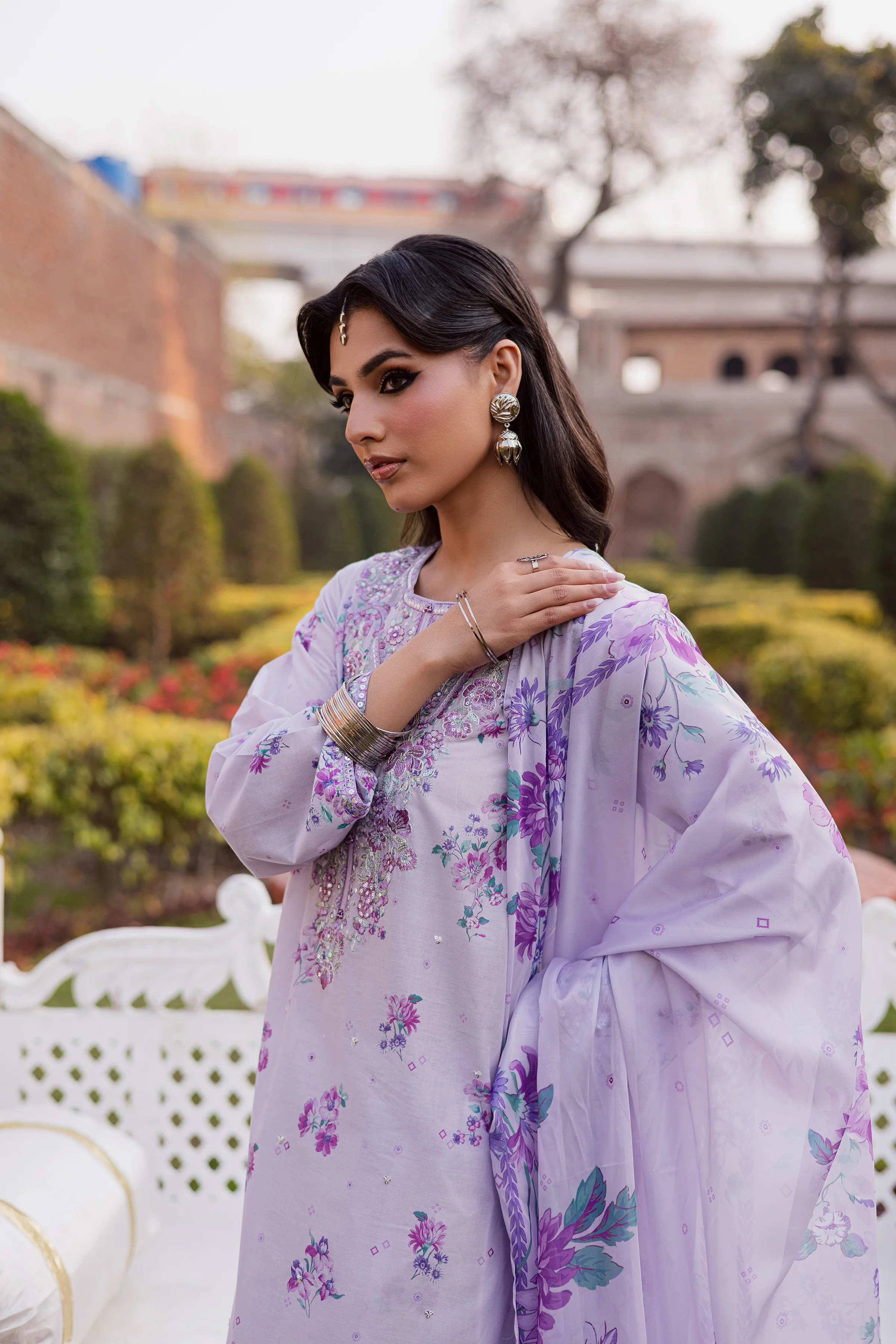 Morticia Lilac 3Pc - Festive Eid Prints - Image 5