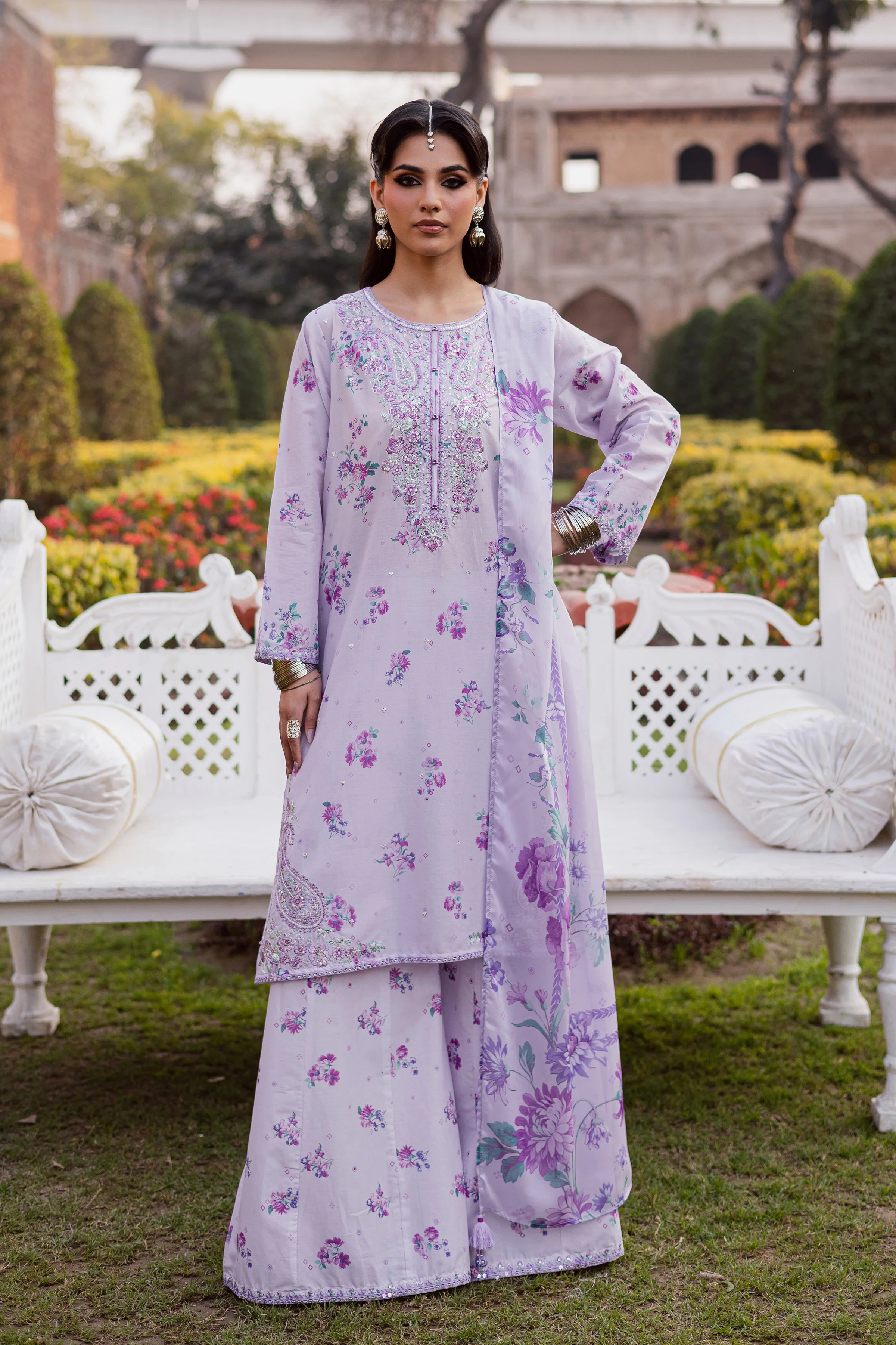 Morticia Lilac 3Pc - Festive Eid Prints - Image 7