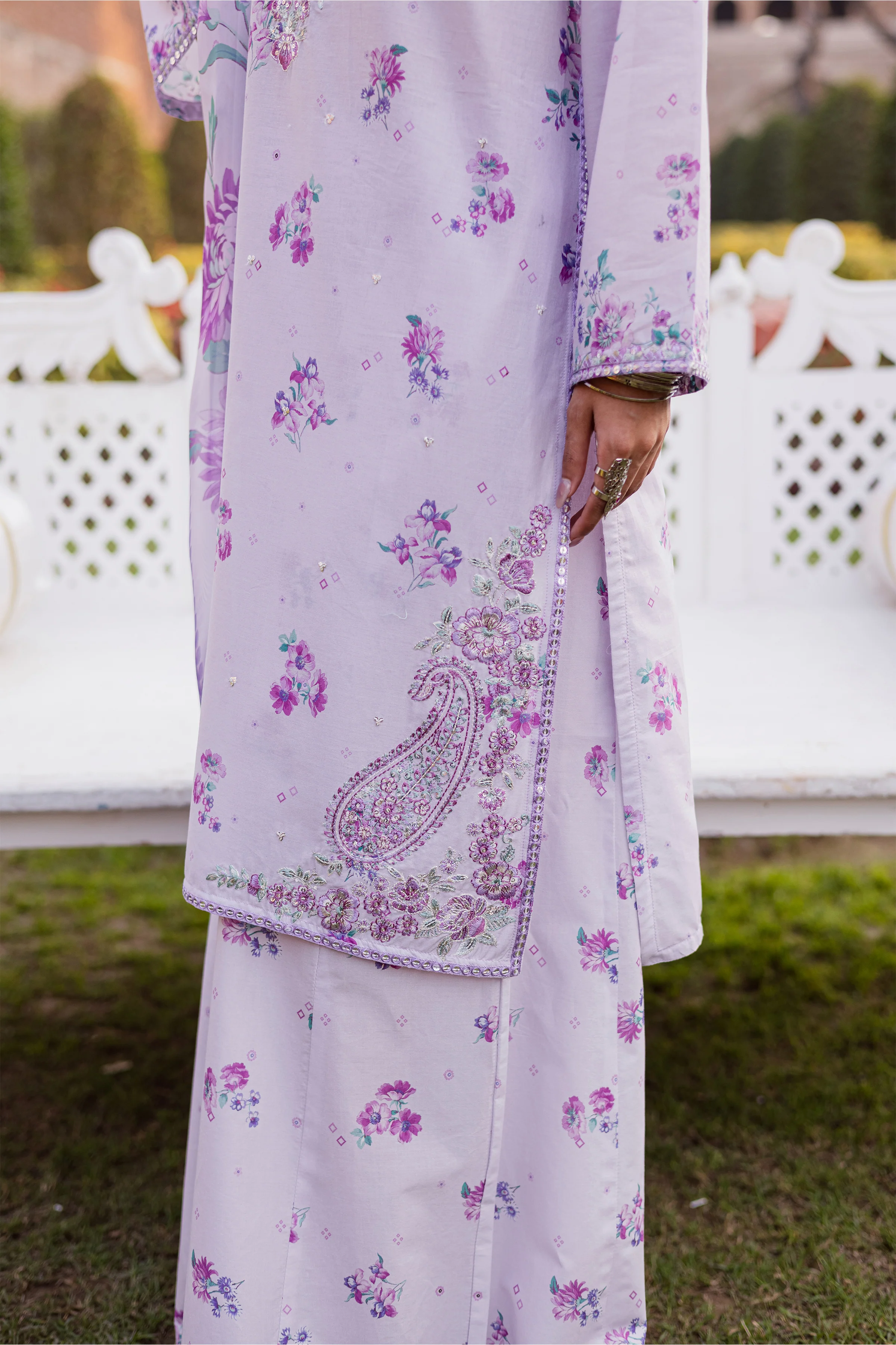 Morticia Lilac 3Pc - Festive Eid Prints - Image 9