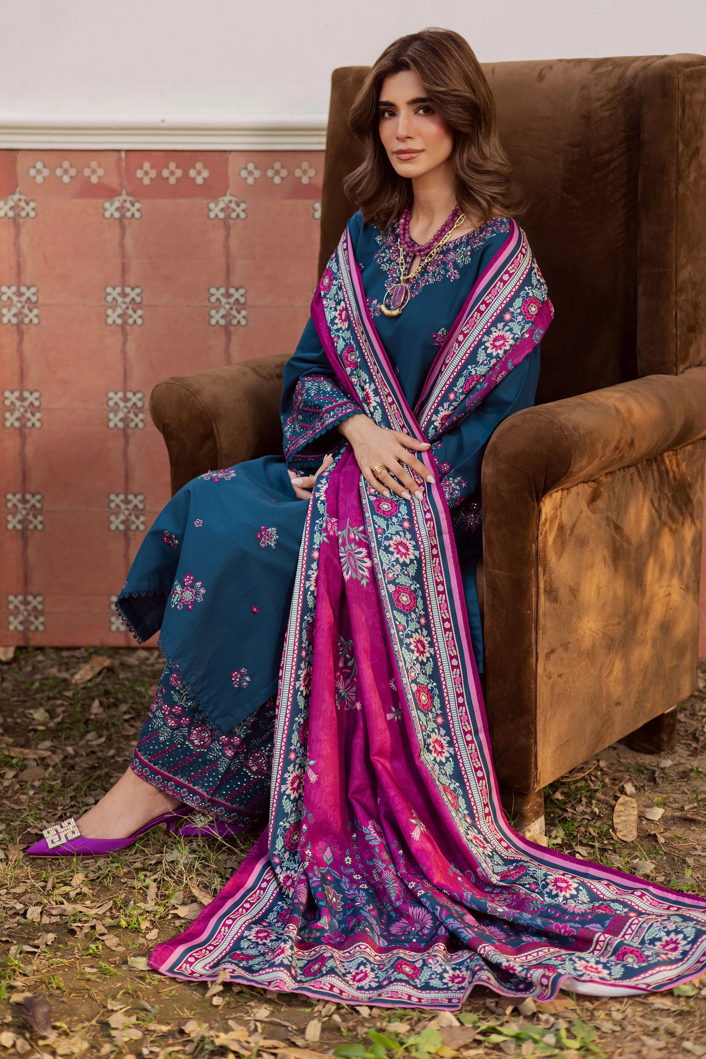 Moscow 3Pc - Embroidered Khaddar Dress - Image 3