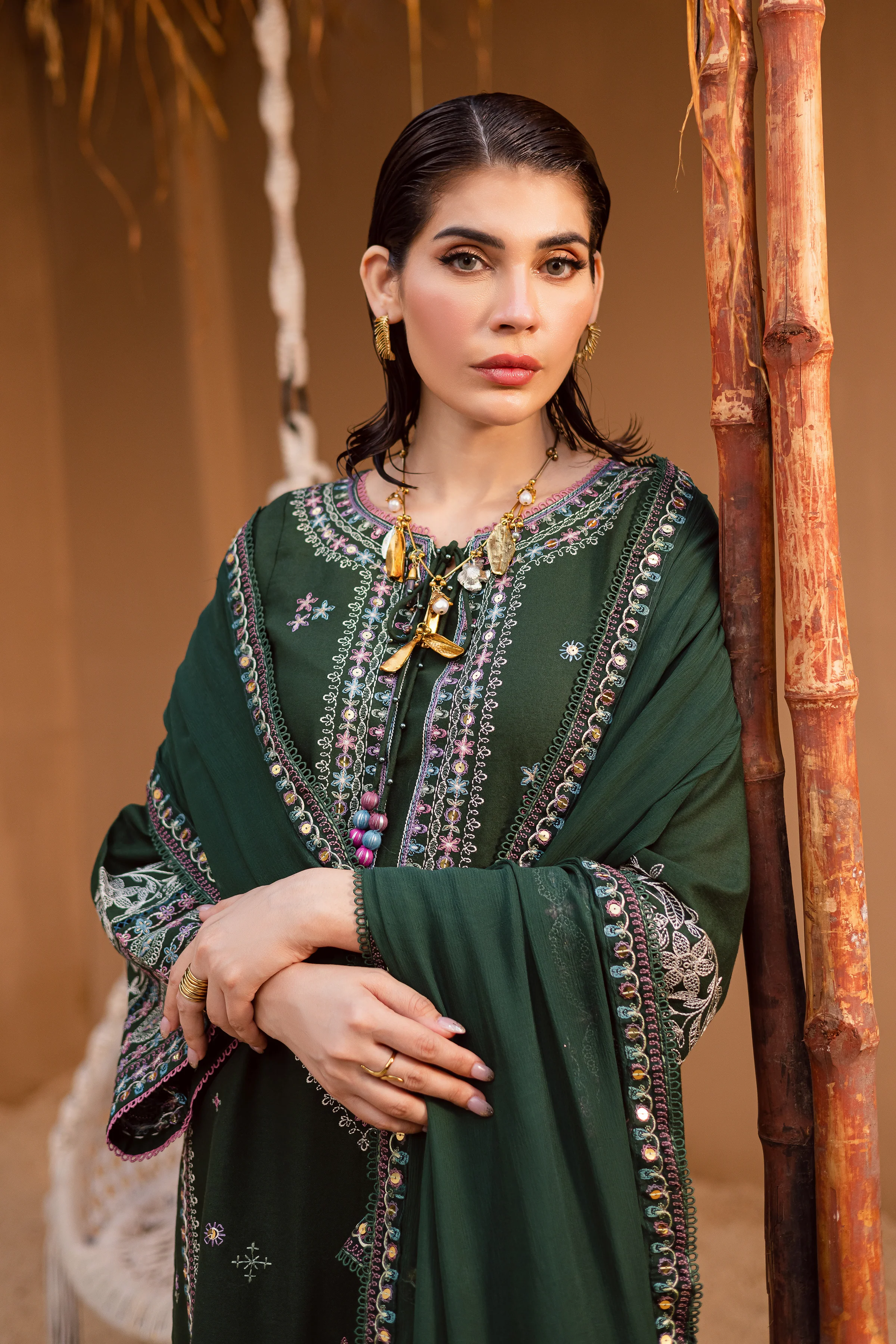 Mosswood 3Pc - Embroidered Khaddar Dress - Image 5