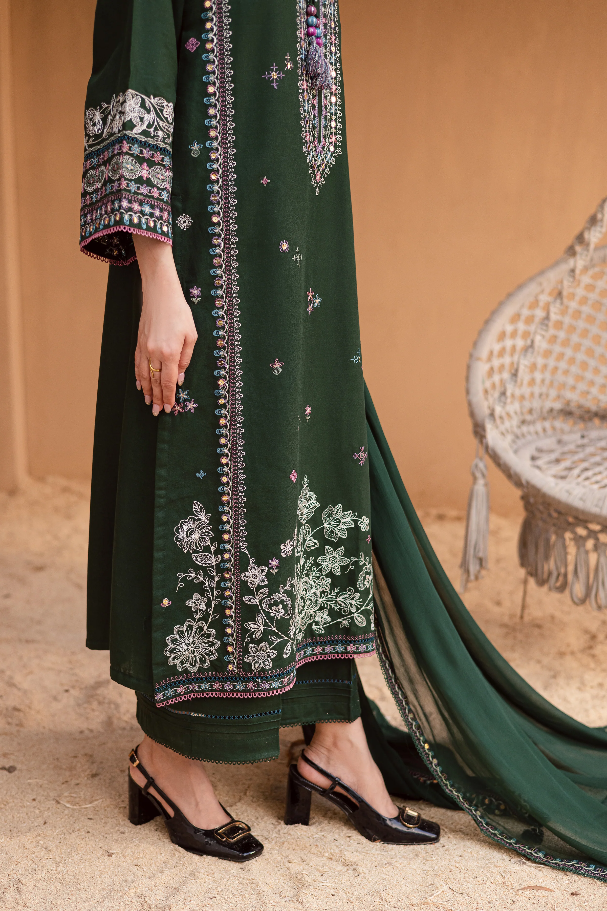 Mosswood 3Pc - Embroidered Khaddar Dress - Image 7