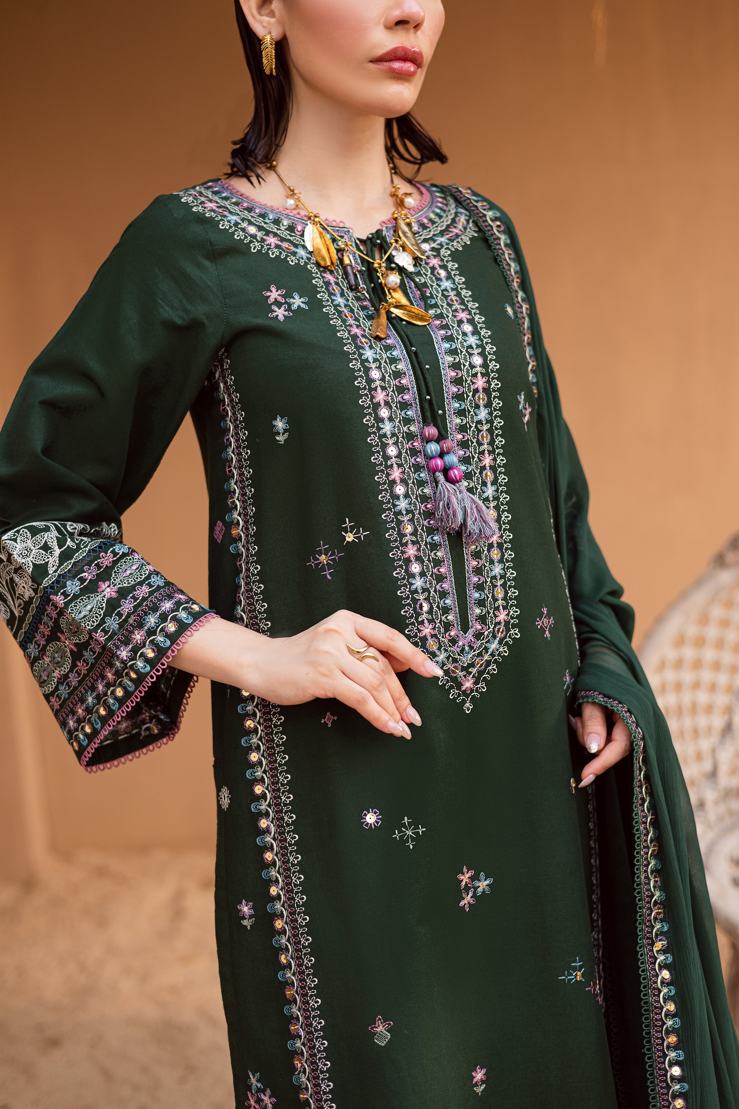 Mosswood 3Pc - Embroidered Khaddar Dress - Image 8