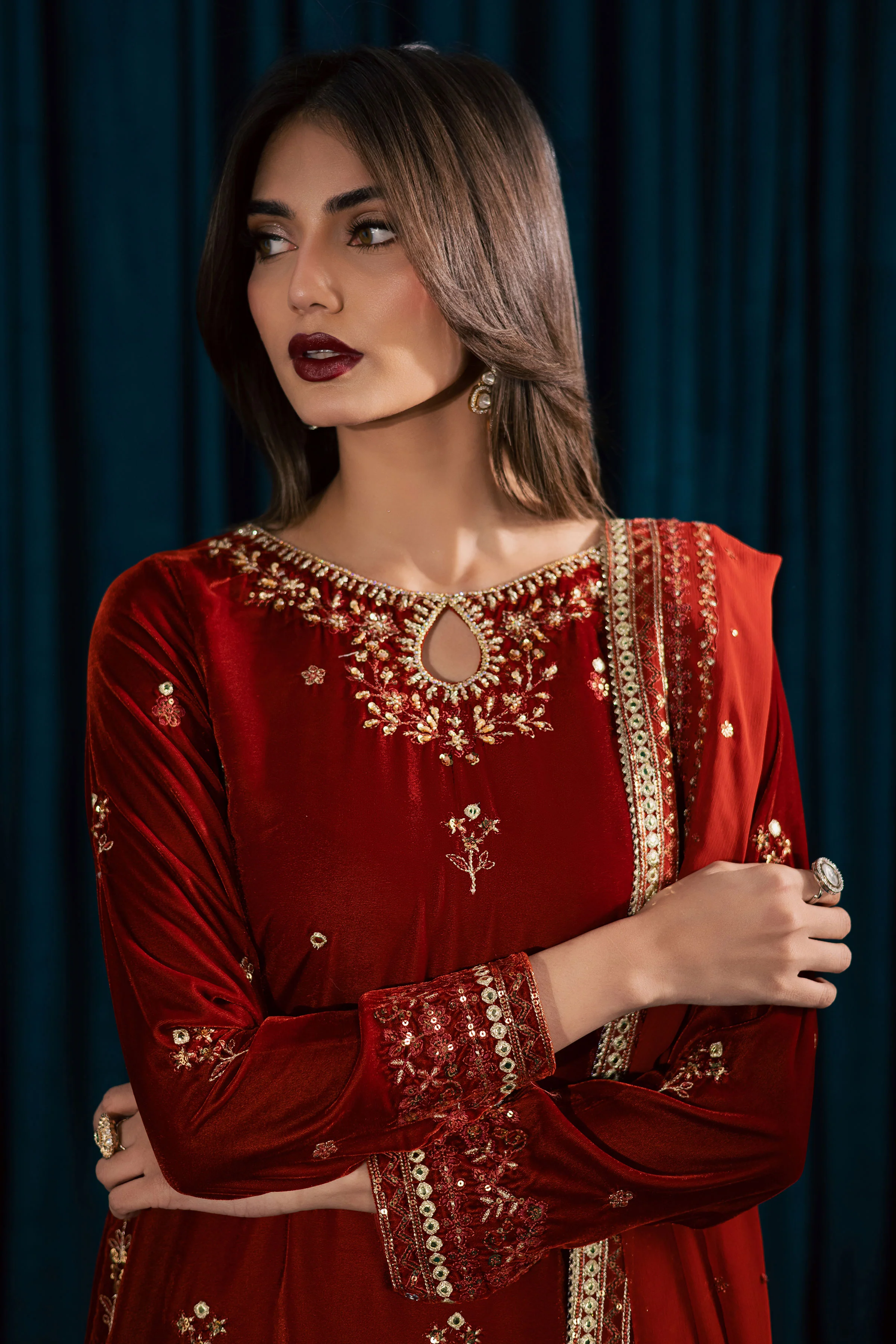 Naranji 3Pc - Velvet Formal Dress - Image 10