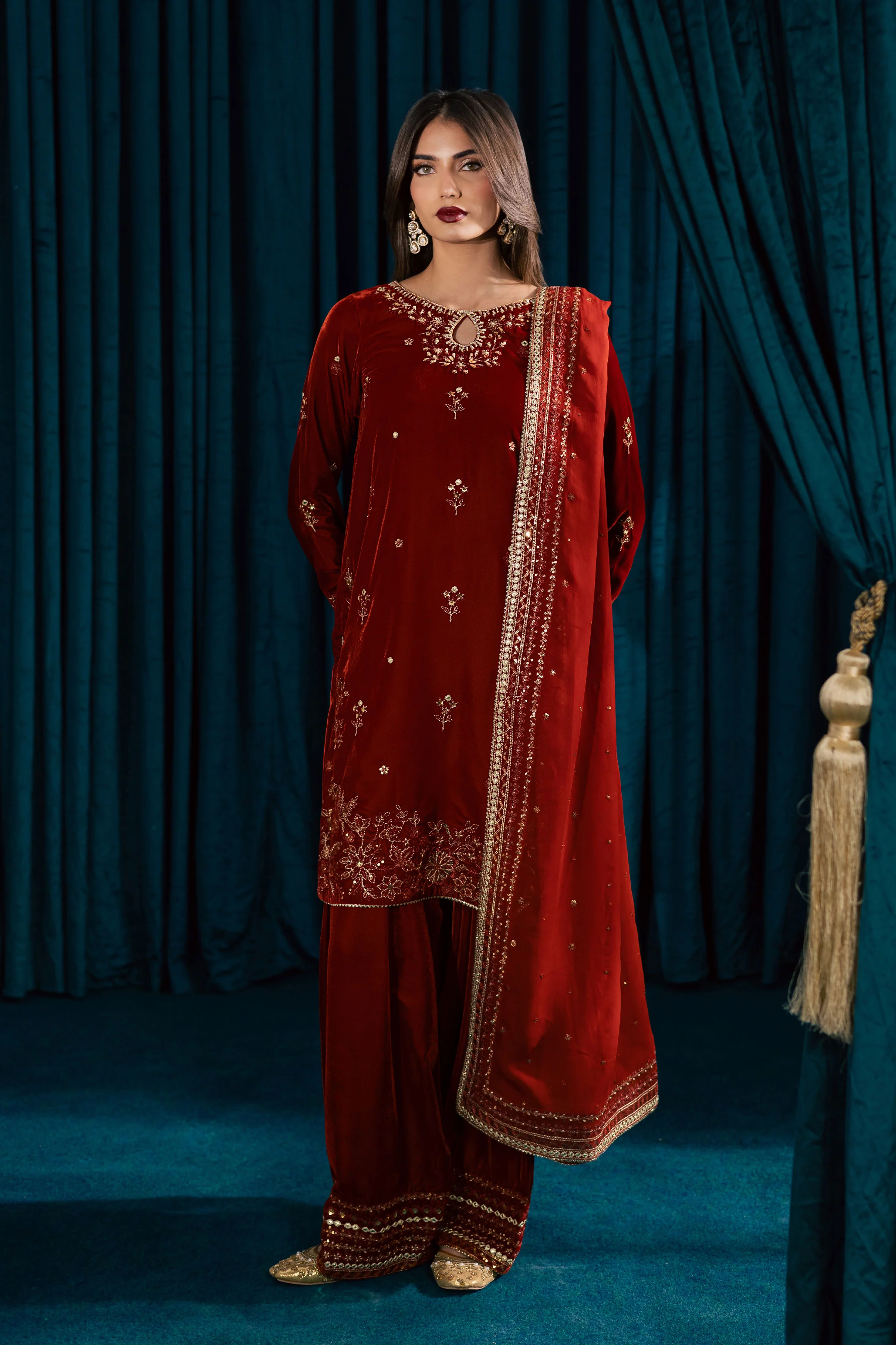 Naranji 3Pc - Velvet Formal Dress - Image 3