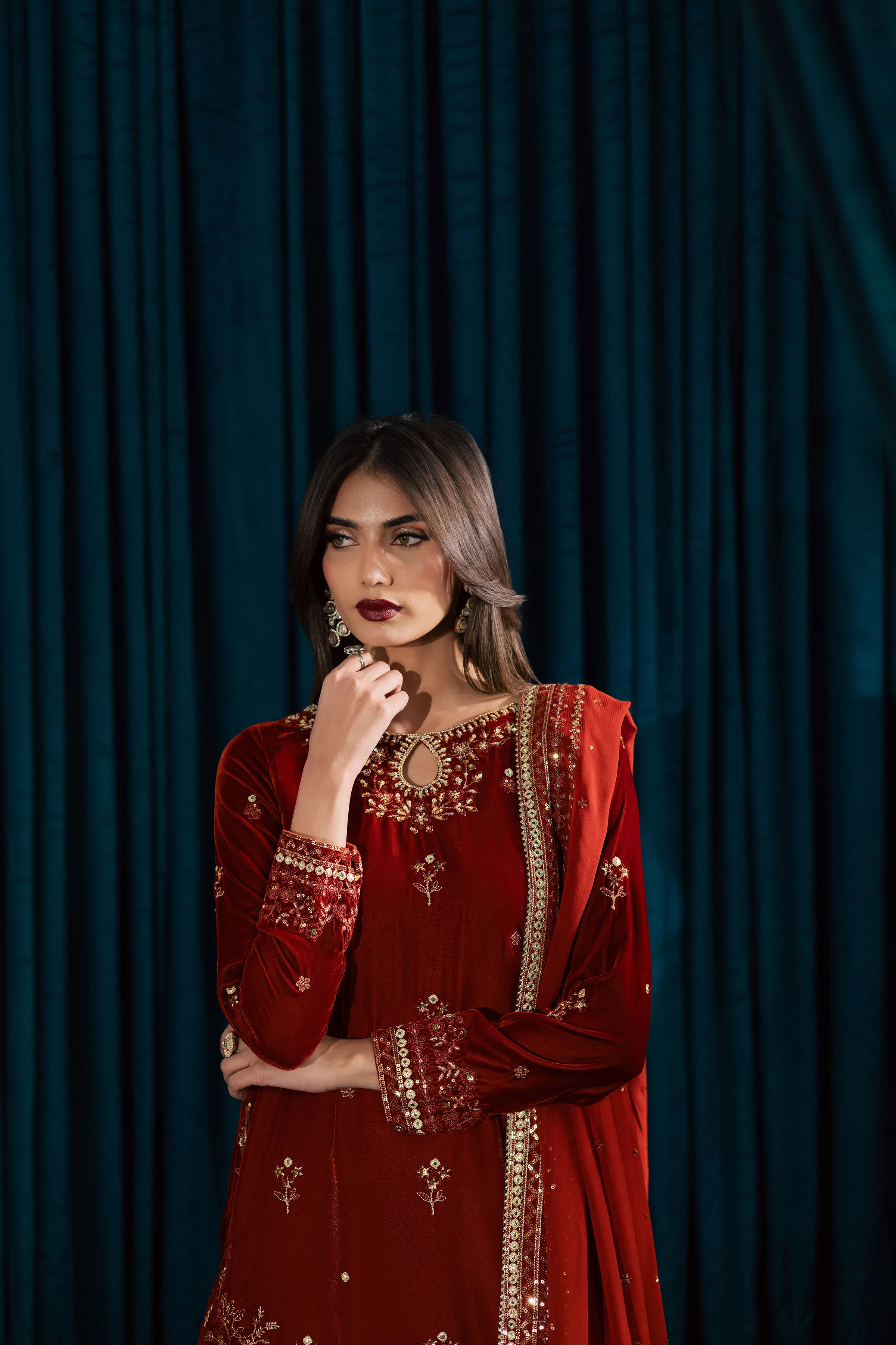 Naranji 3Pc - Velvet Formal Dress - Image 4