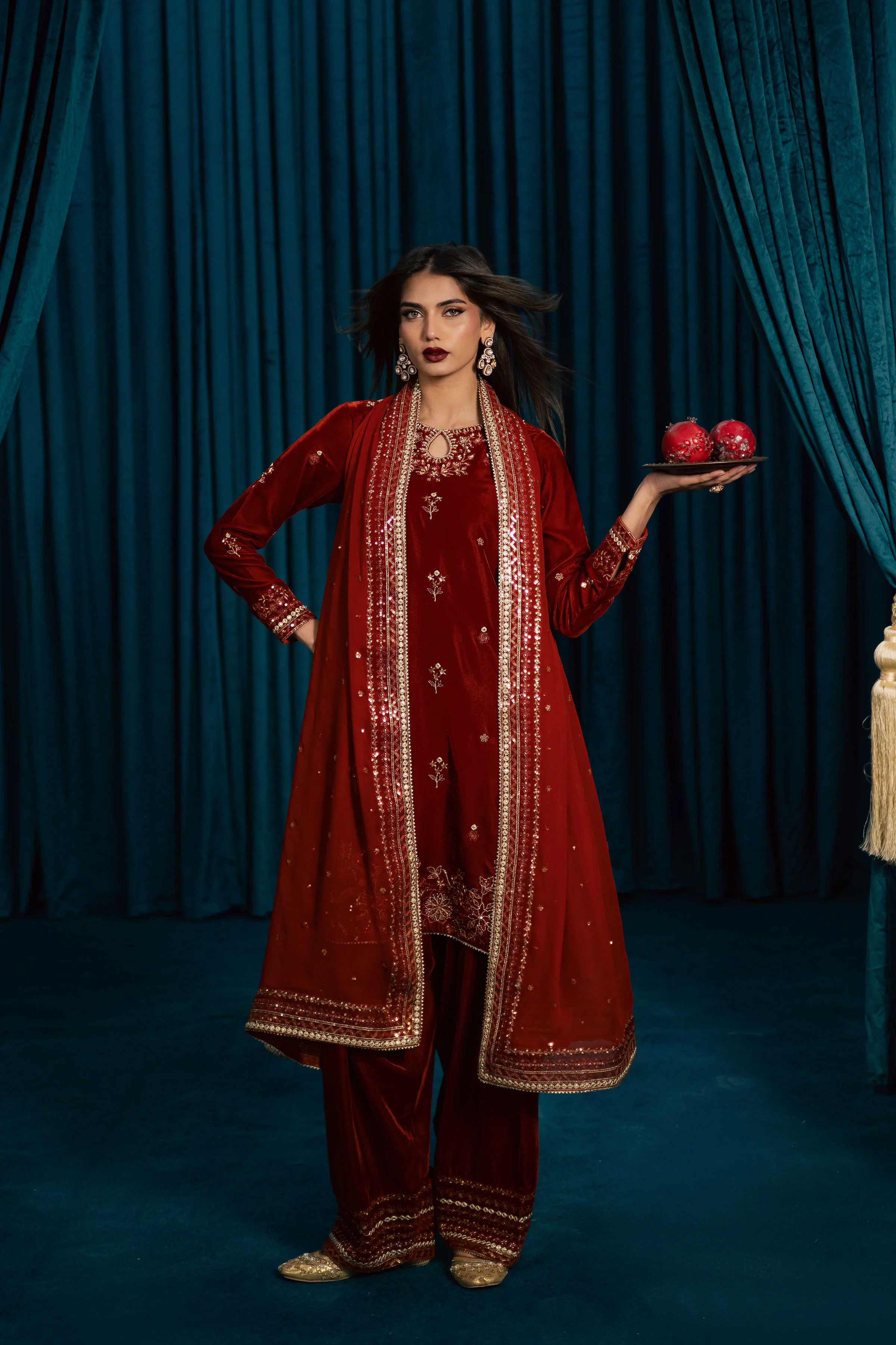 Naranji 3Pc - Velvet Formal Dress - Image 6
