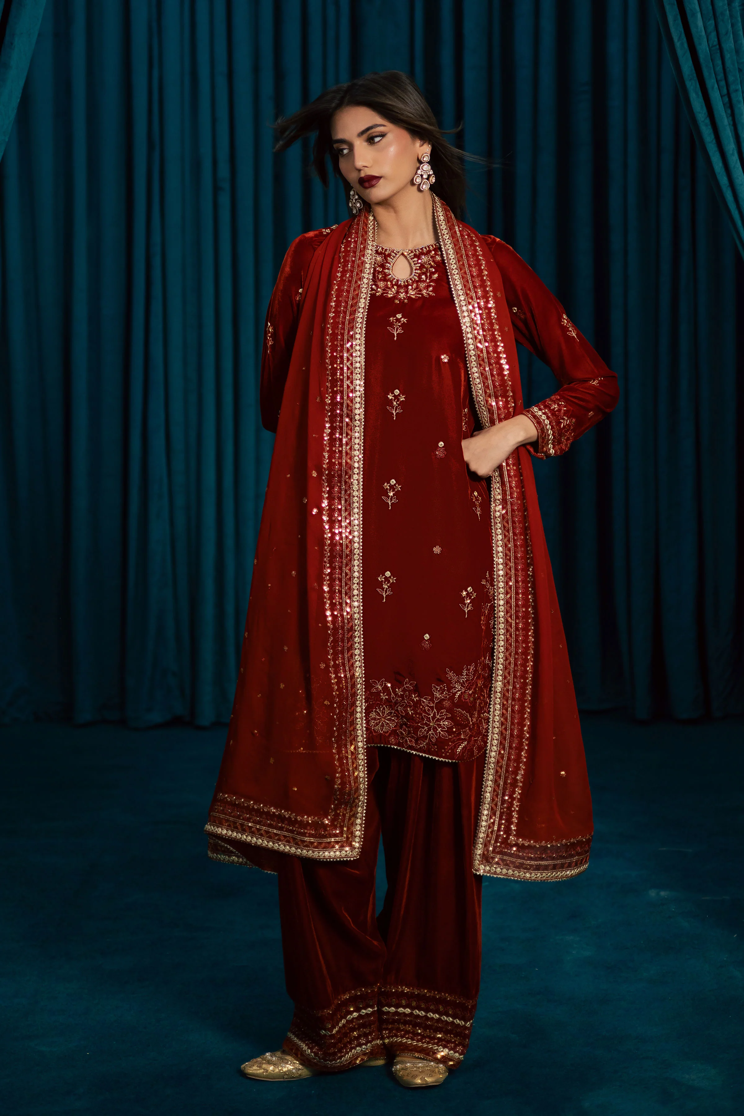 Naranji 3Pc - Velvet Formal Dress - Image 7
