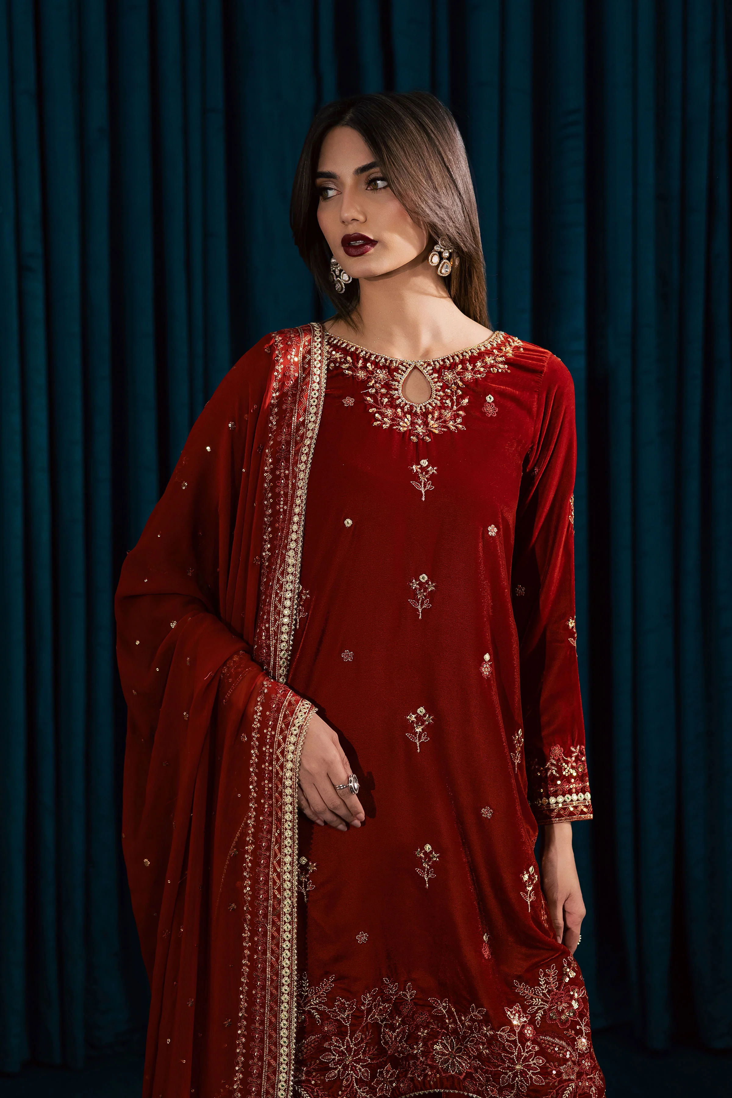 Naranji 3Pc - Velvet Formal Dress - Image 8